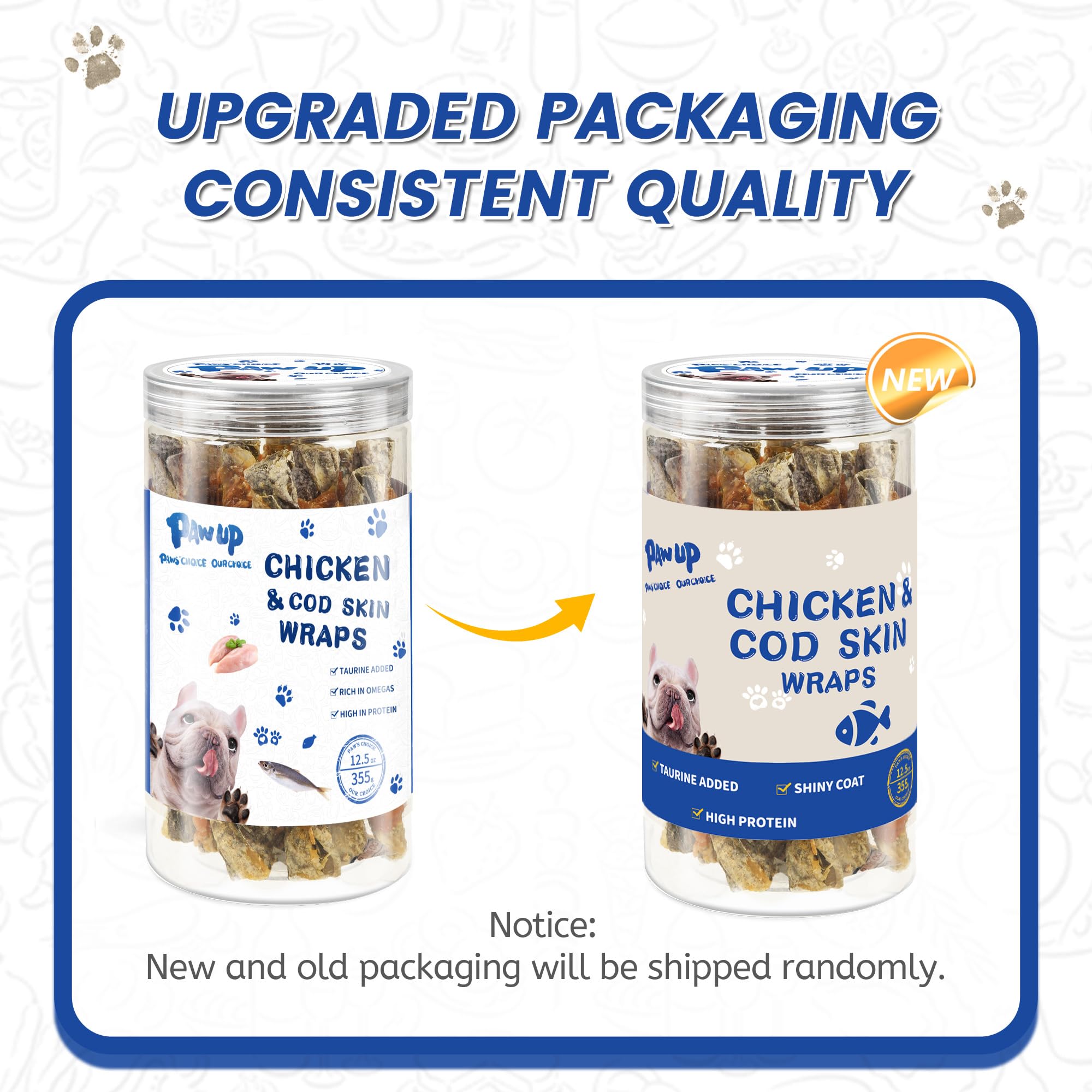 PAWUP Dog Treats - Chicken Wrapped Cod Skins, Rawhide-Free Fish Chews for Medium Dogs, 12.5 oz