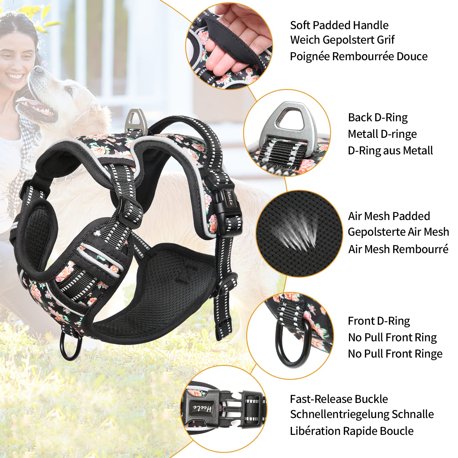 Heele Dog Harness Harness For Small Dogs No Pull Dog Vest Harness For Small Dog With Soft Padded Handle Reflective For Outdoor T