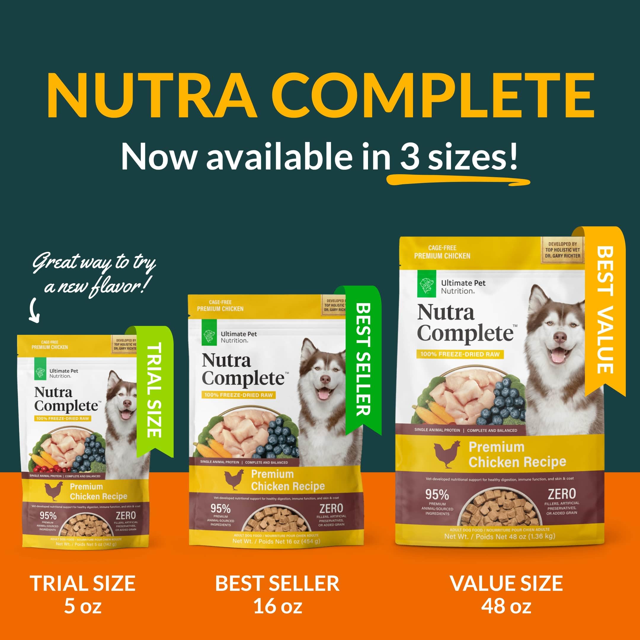 ULTIMATE PET NUTRITION Nutra Complete Raw Freeze Dried Dog Food, Veterinarian Formulated with Antioxidants, Prebiotics & Amino A
