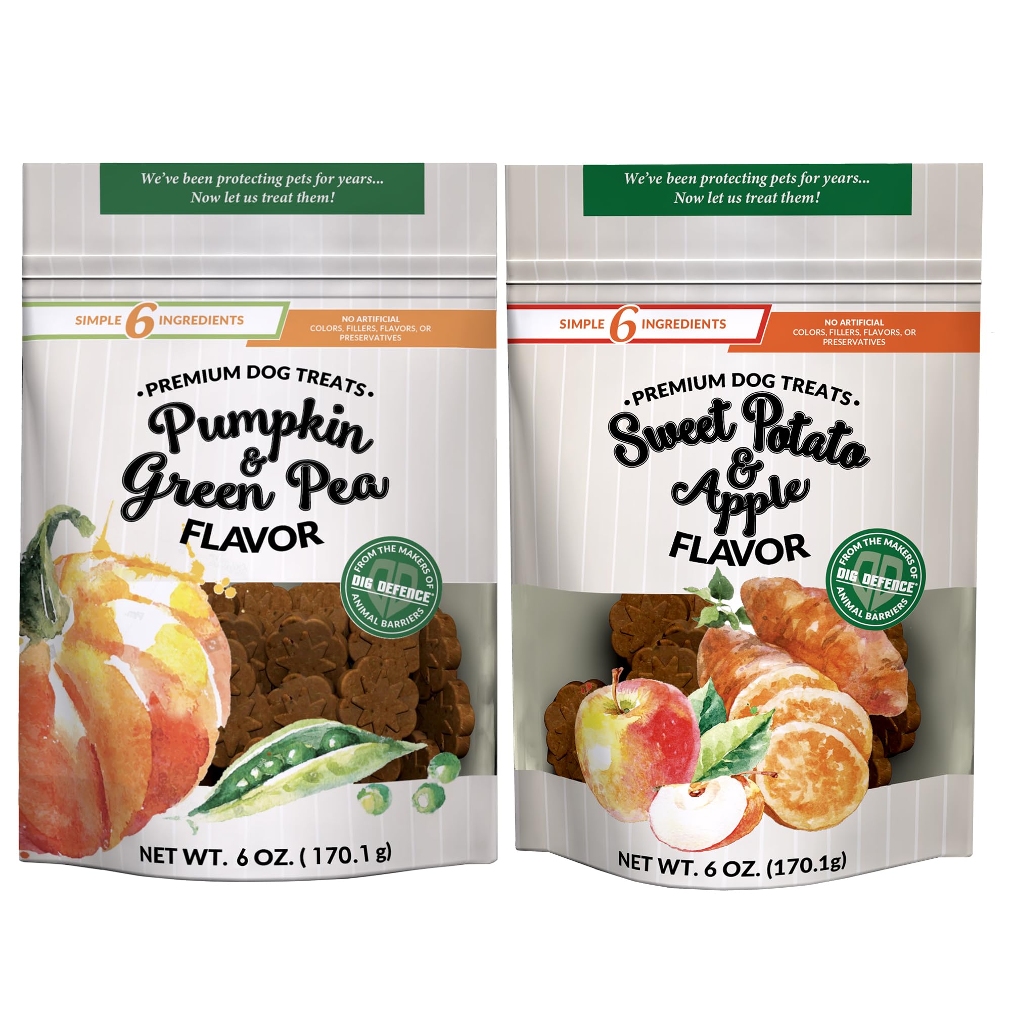 Dig Defence Premium Dog Treats - Pumpkin/Green Pea and Sweet Potato/Apples, Natural Ingredients, Baked Gourmet Snacks for Small 