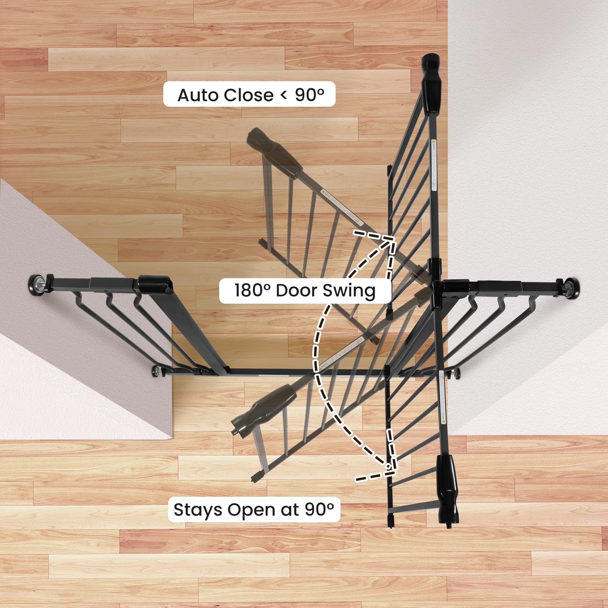 Elevon Baby Gate for Stairs, Auto-Close, 29.1"-43.3" Wide, 30" Tall, Graphite, Alloy Steel, Model BFSG-291433-G