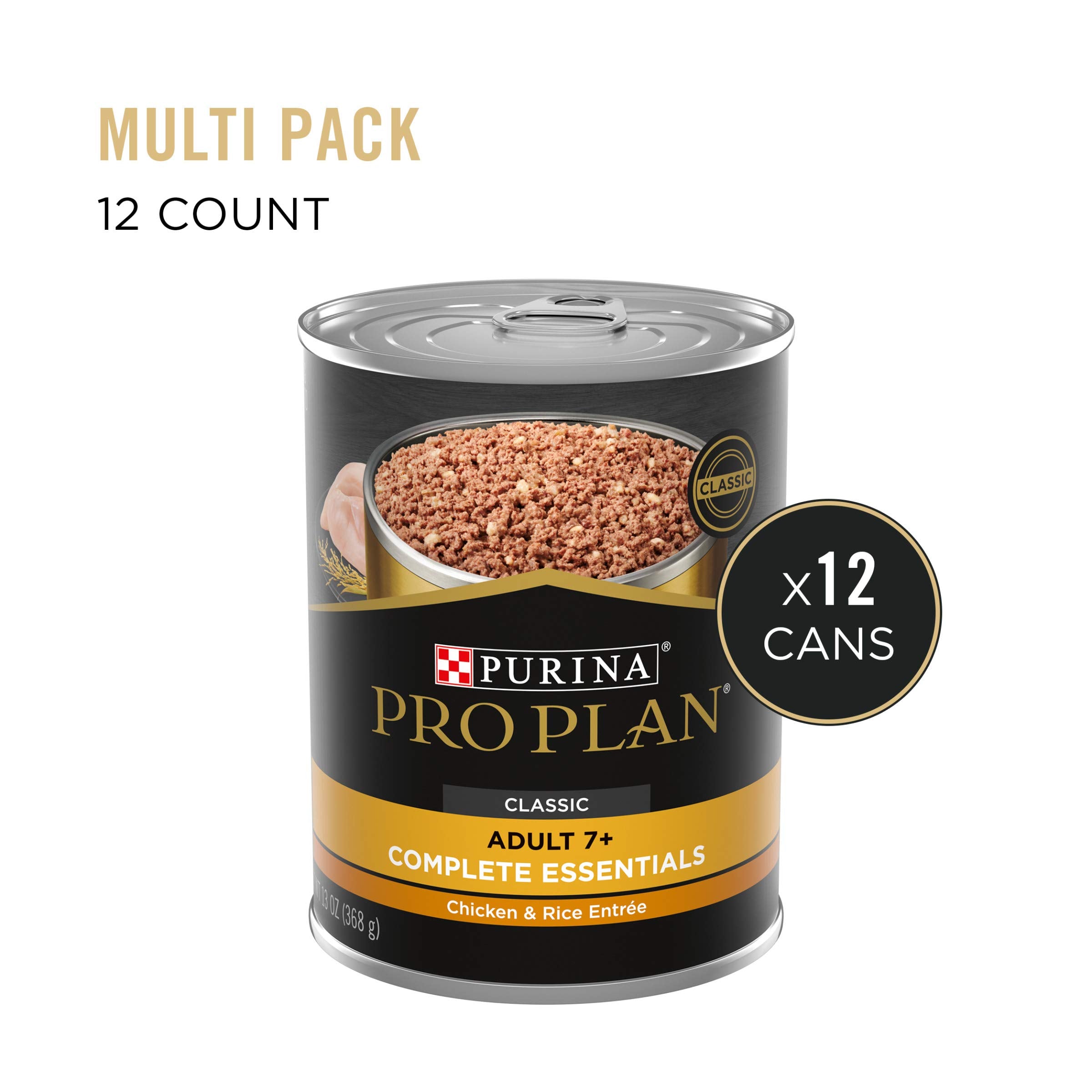 Purina Pro Plan High Protein Dog Food for Senior Dogs, Adult 7+ Chicken and Rice Entree - (Pack of 12) 13 oz. Cans
