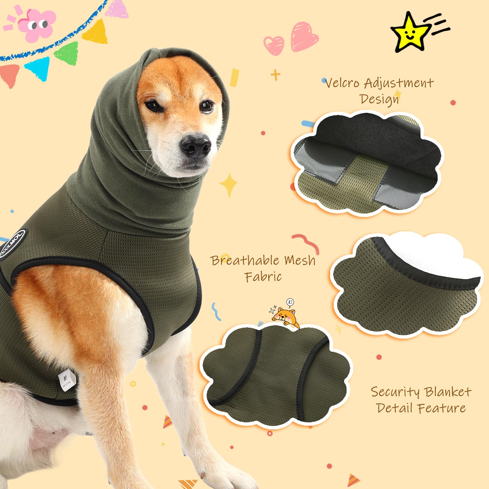 Aoolmol Dog Anxiety Vest And Coat, Vet Visits And Separation - Keep Pet Calm, Dog Jacket For Thunder, Fireworks, Anti Anxiety Ve