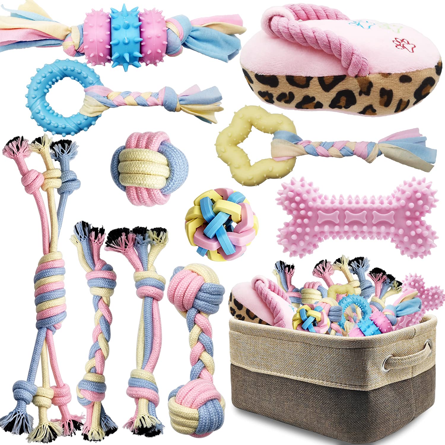 Benseao Puppy Chew Toys For Teething Puppy Toys Small Dog Toys Puppy Teething Toys Dog Chew Toy Rope Balls Interactive Teeth Cle