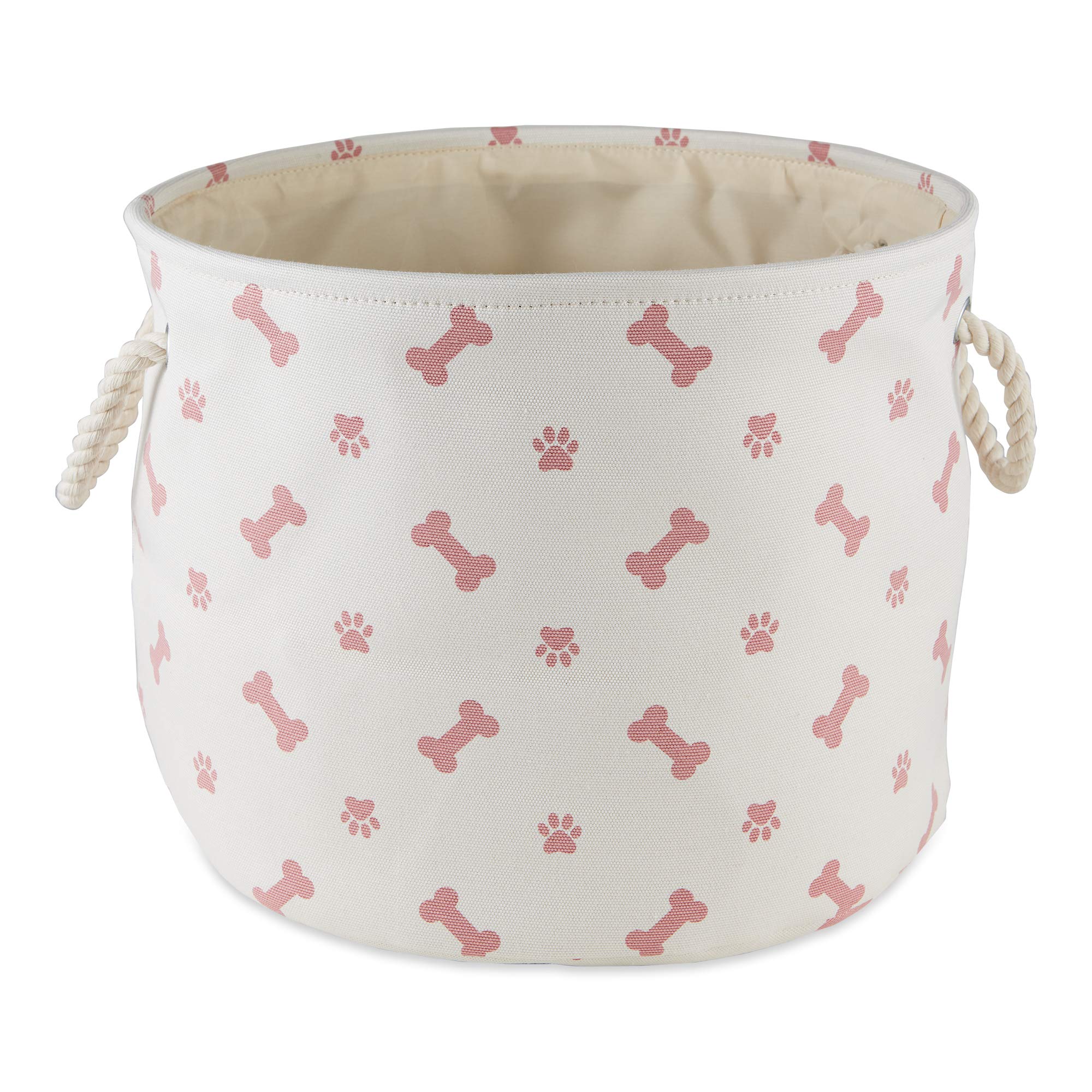 Bone Dry Pet Storage Collection Paw and Bone Print, Rose, Medium Round