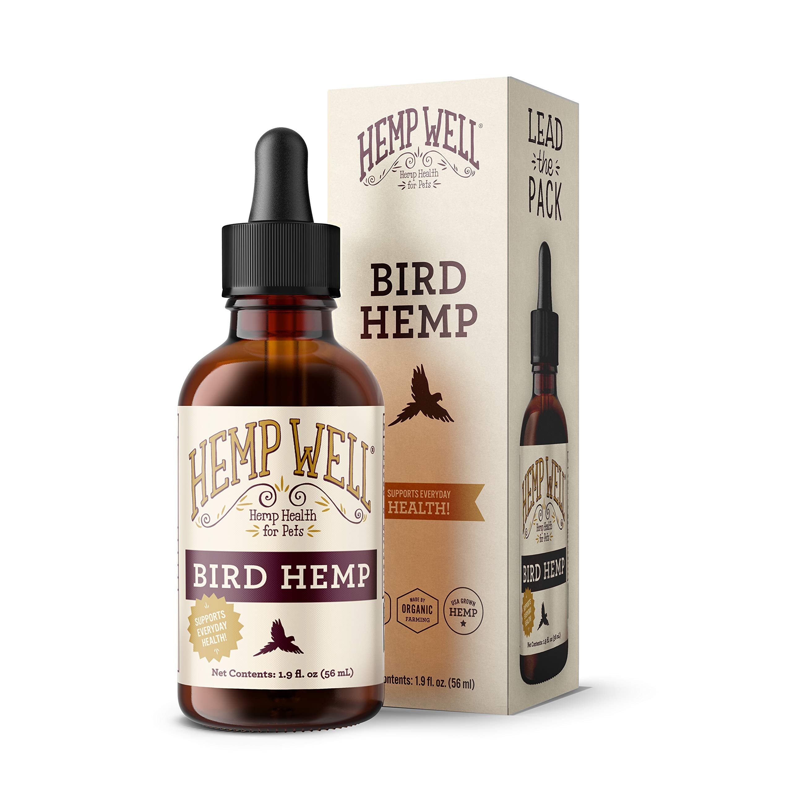 Organic Hemp Well Bird Hemp Oil - 2 Ounces. Parrot, Parakeet, Cockatiel and All Birds for Supporting Health, Feather Plucking, D