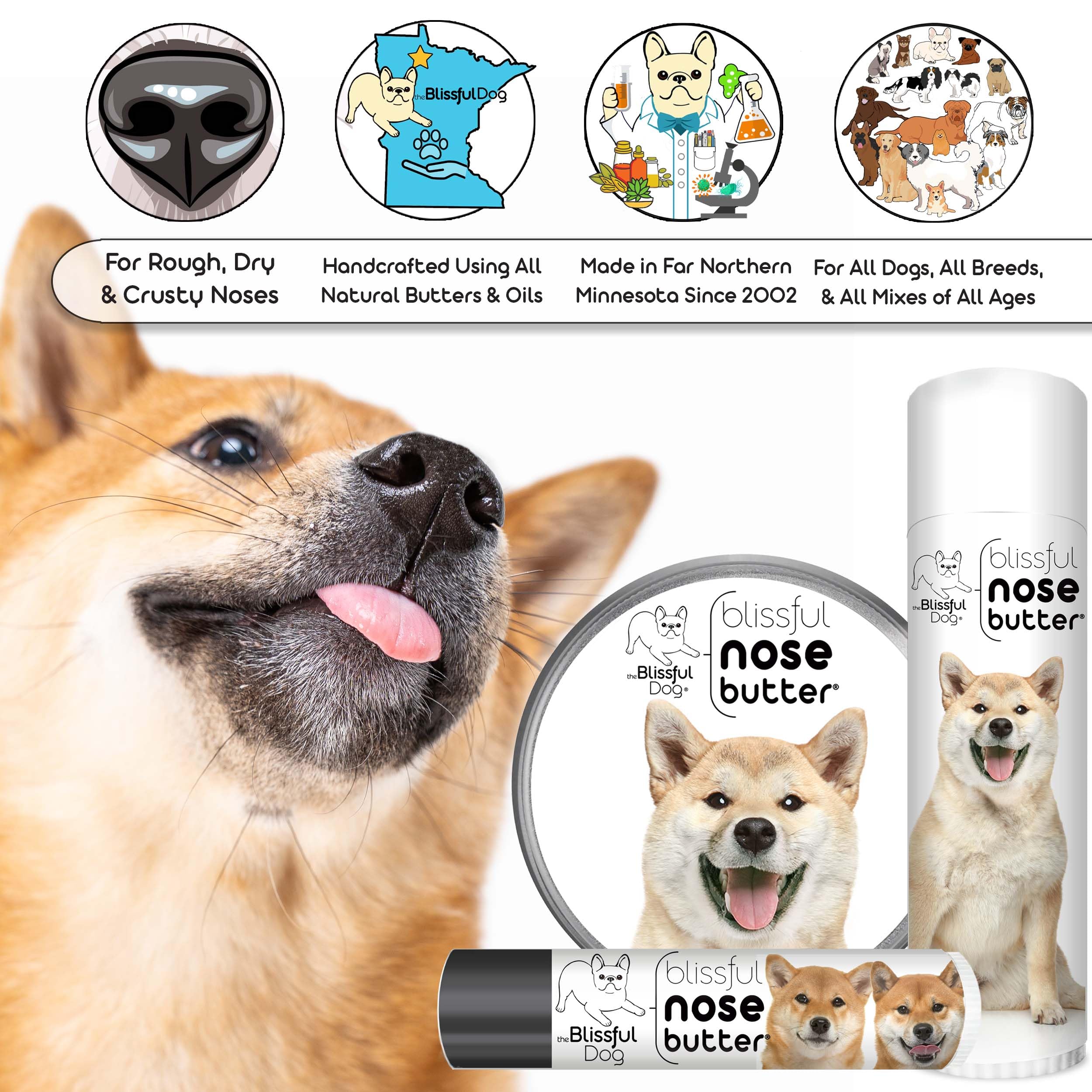 The Blissful Dog Shiba Inu Unscented Nose Butter - Dog Nose Butter, 2 Ounce