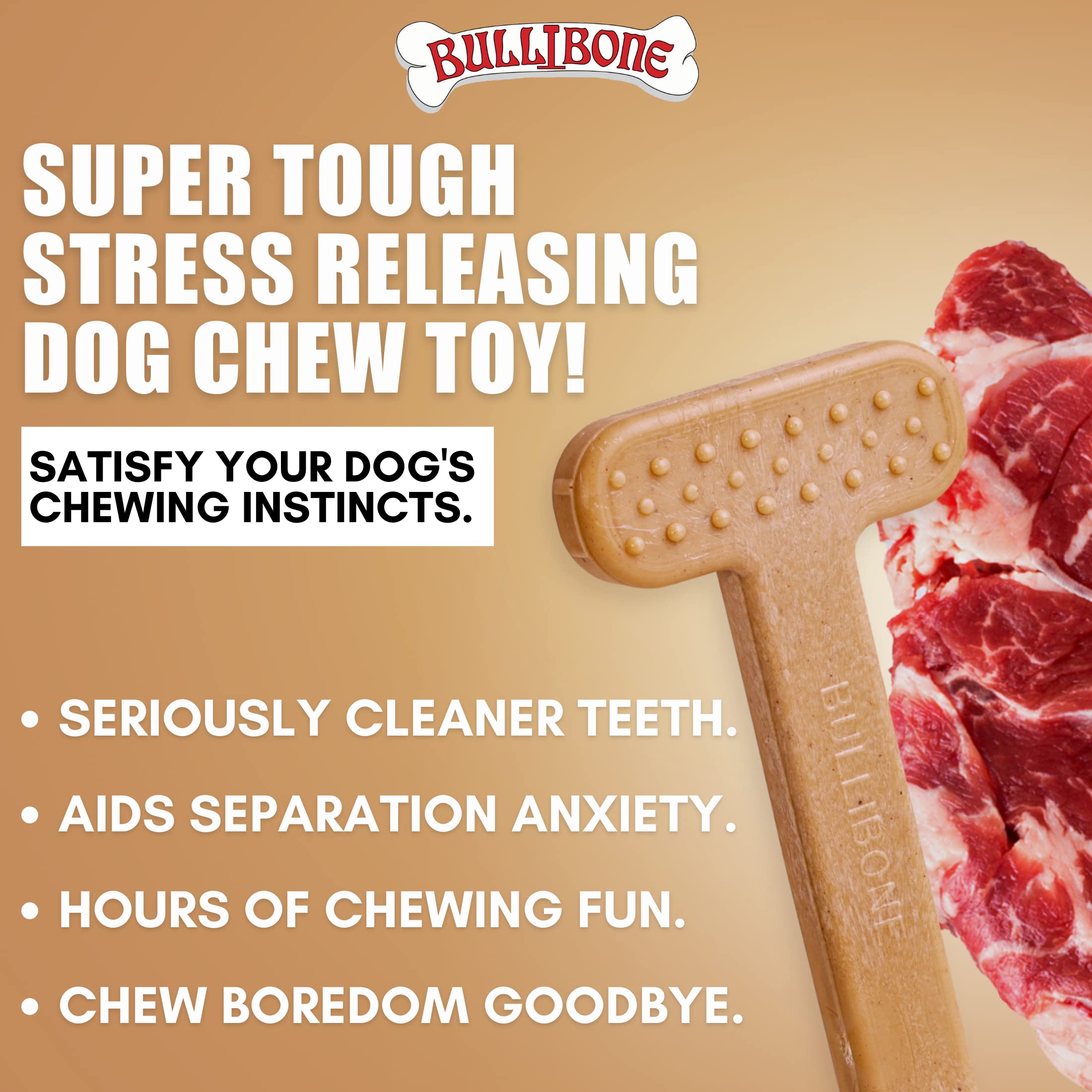 Bullibone Nylon Dog Chew Toy Nylon Bone - Improves Dental Hygiene, Easy To Grip Bottom, And Permeated With Flavor (Beef, Small -