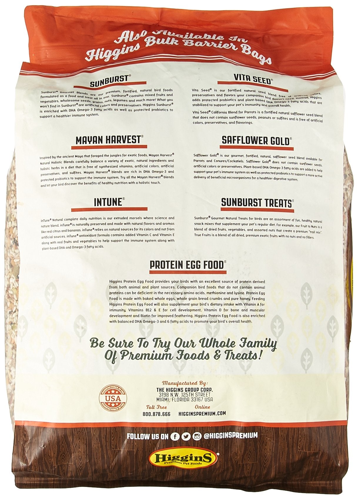 Higgins 466147 Vita California Blend Food For Birds, 25-Pound