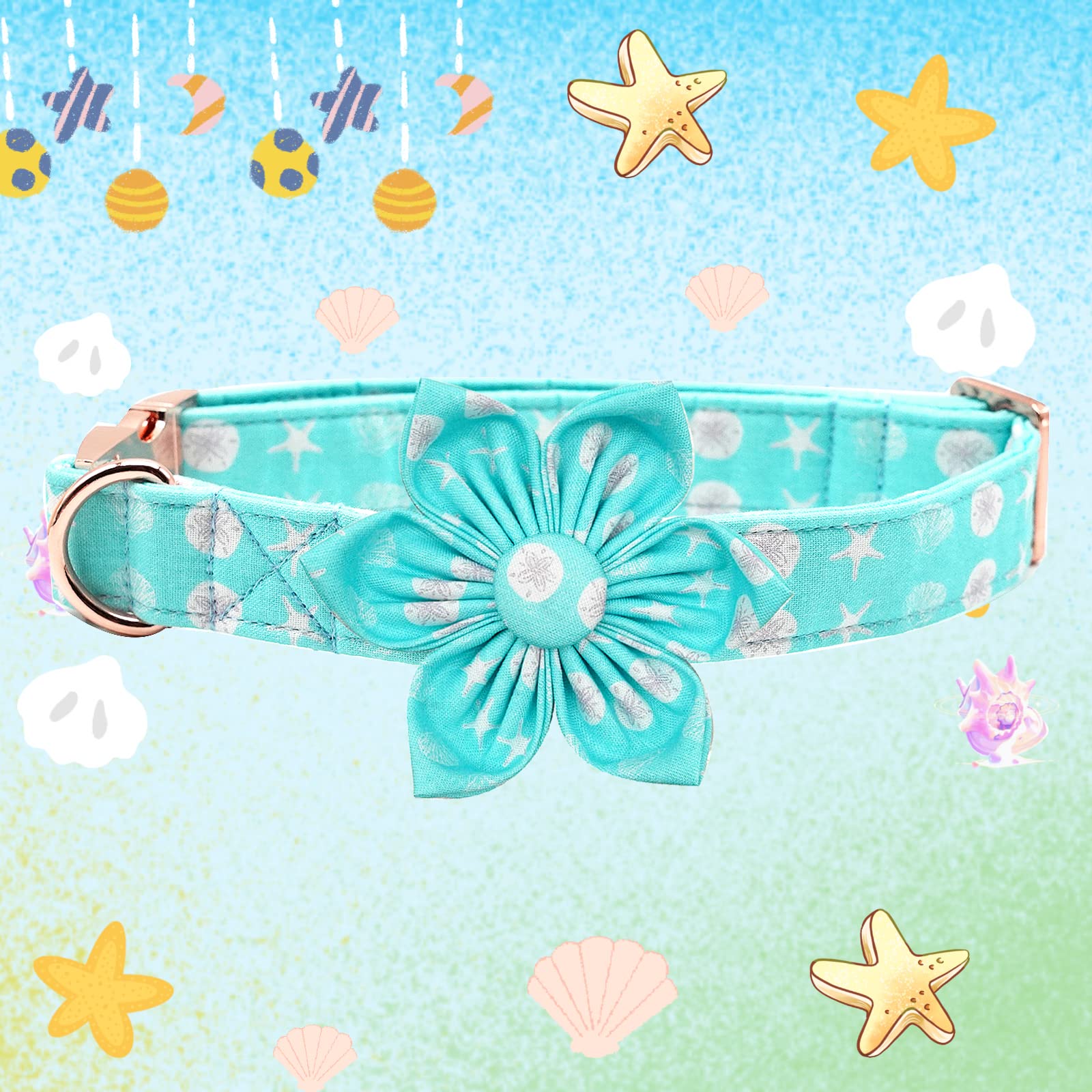 Elegant Little Tail Girl Dog Collar with Flower for Small, Medium, Large Dogs - Summer Flower Collar