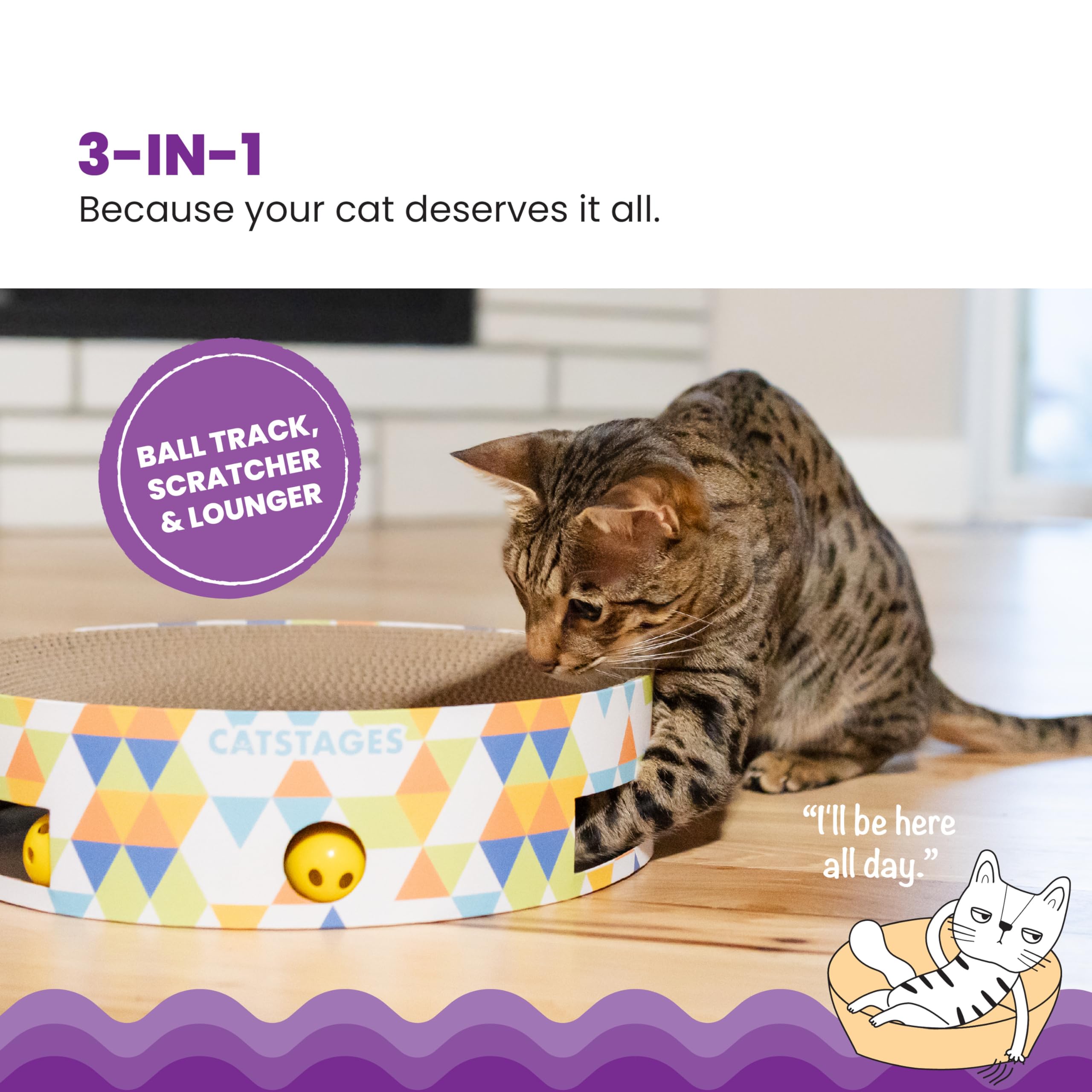 Catstages Cat Ball Track Scratcher & Lounger, One-Size, Multicolored, Model 71639, Paper Material