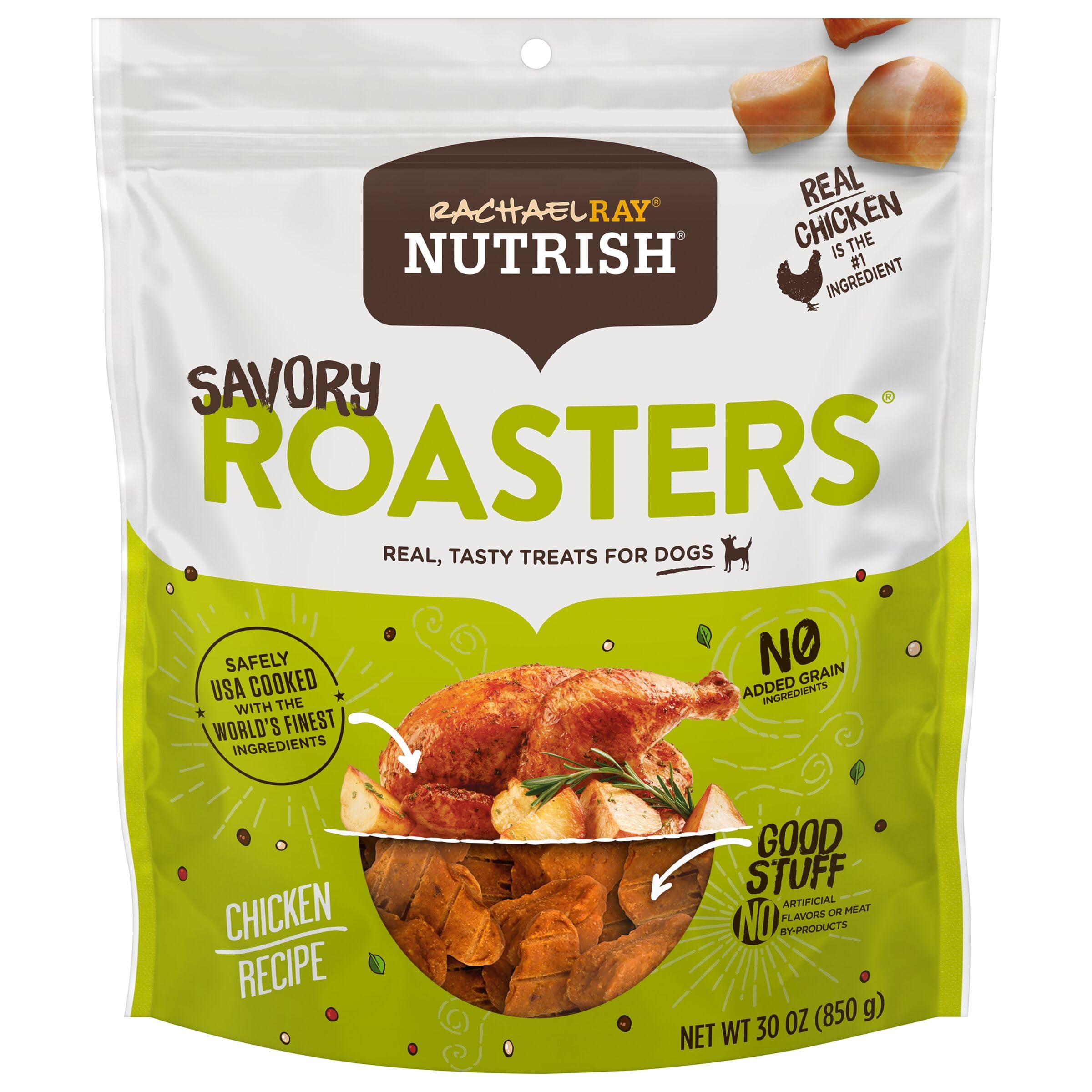 Nutrish Rachael Ray Savory Roasters Real Meat Dog Treats, Roasted Chicken Recipe, 30 oz. Bag