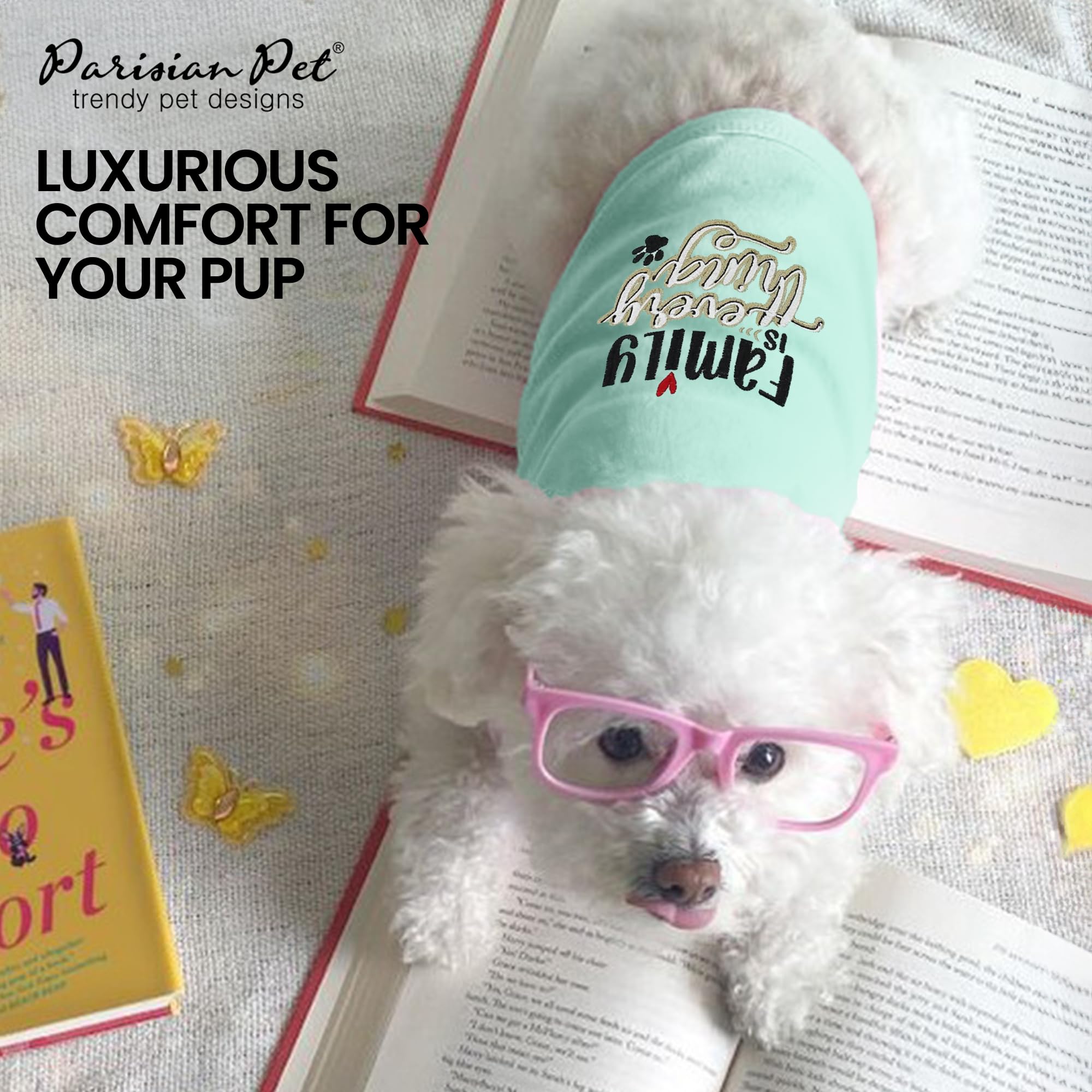 Parisian Pet Unisex Dog Tshirt - Embroidered “ Family Is Everything “ Dog Shirt - Breathable And Lightweight Dog Clothes - Sleeveless Dog Tee Shirts - Machine Washable Dog Shirt For Large Dogs - Xl