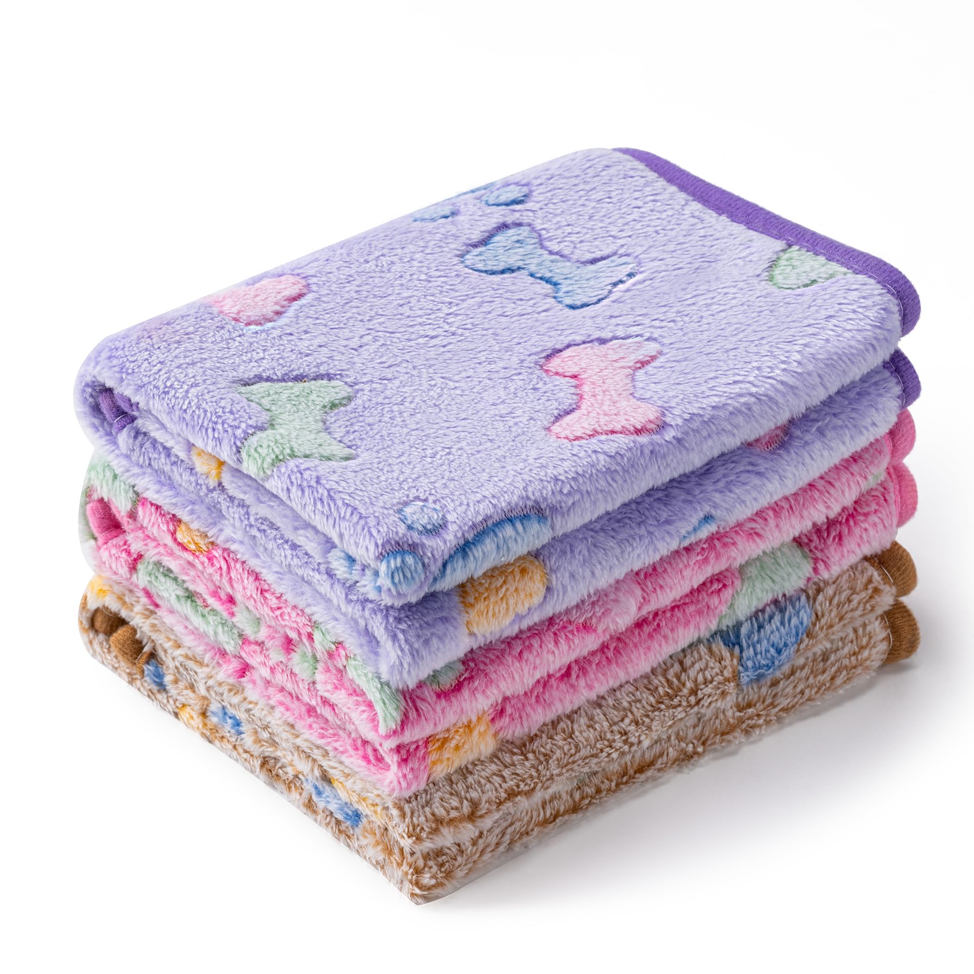 1 Pack 3 Blankets Super Soft Fluffy Premium Fleece Pet Blanket Flannel Paw Printed Throw For Dog Puppy Cat (Small 23X16'', Purpl