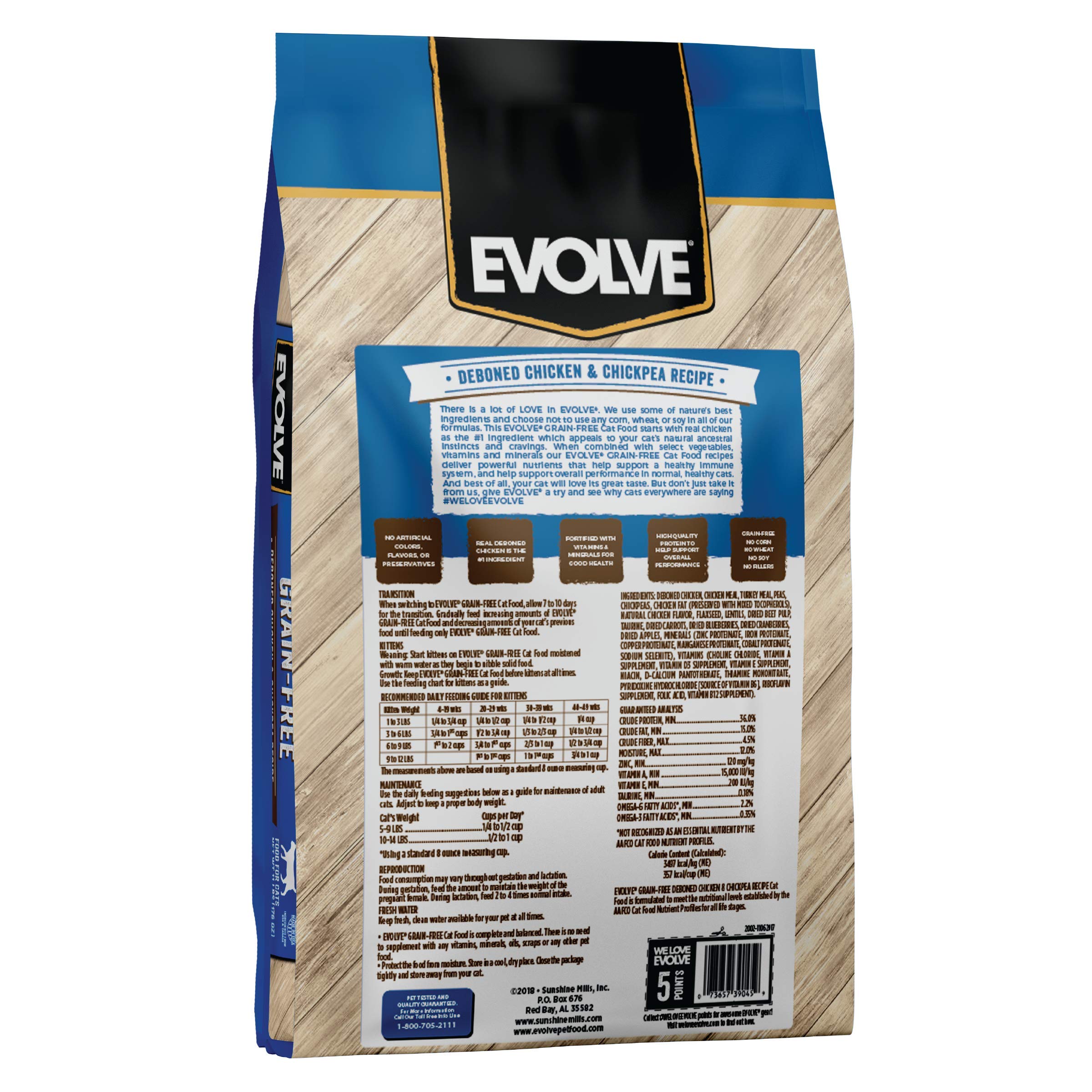 Evolve Grain Free Deboned Chicken, Pea and Vegetable Recipe Cat Food, 11lb