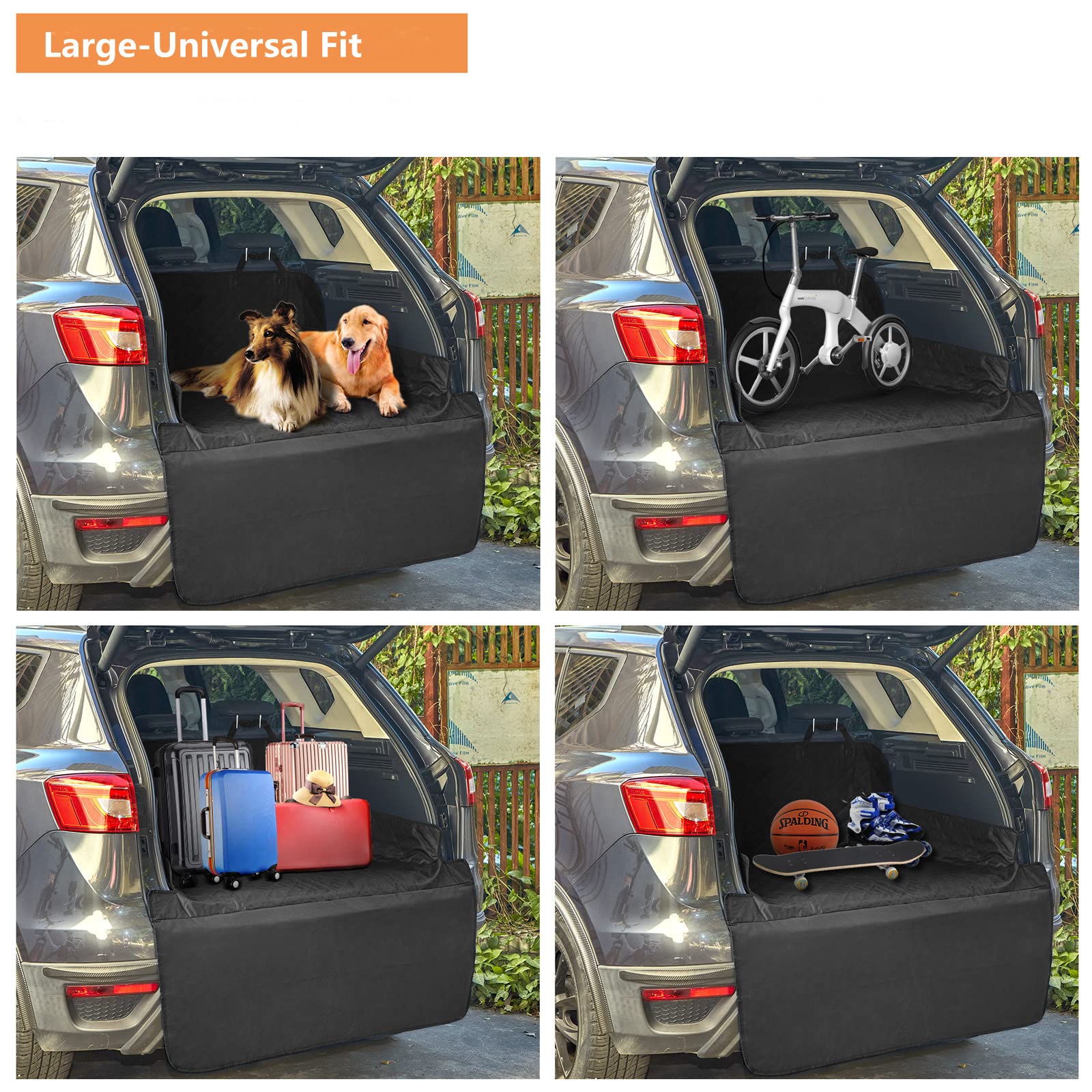 ANOSOSPECIAL SUV Cargo Liner for Dogs - Quilted Waterproof Trunk Seat Cover with Bumper Flap Protector - Universal Fit for Large