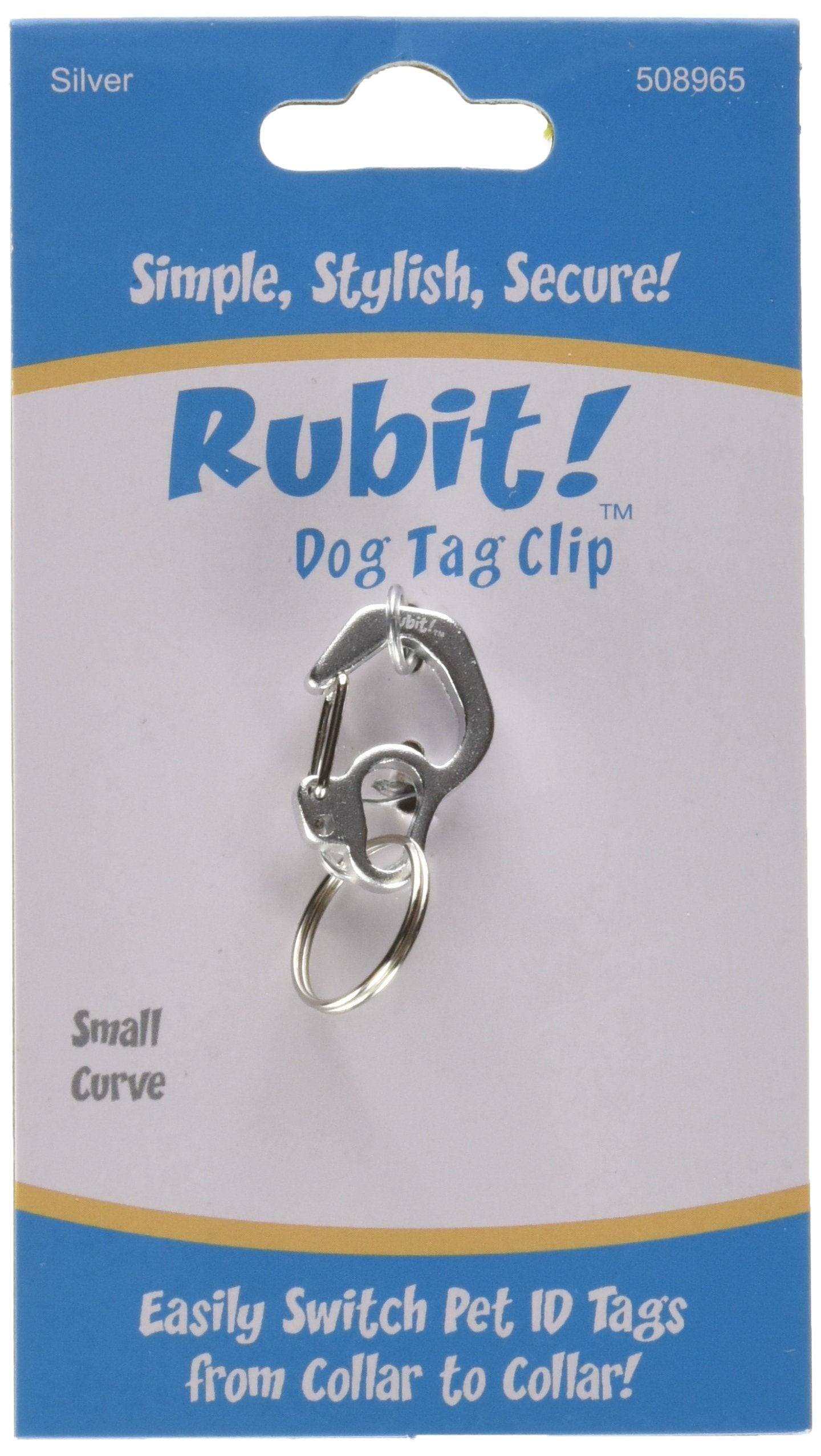 Rubit Small Curve Aluminum Dog Tag Clip - Silver