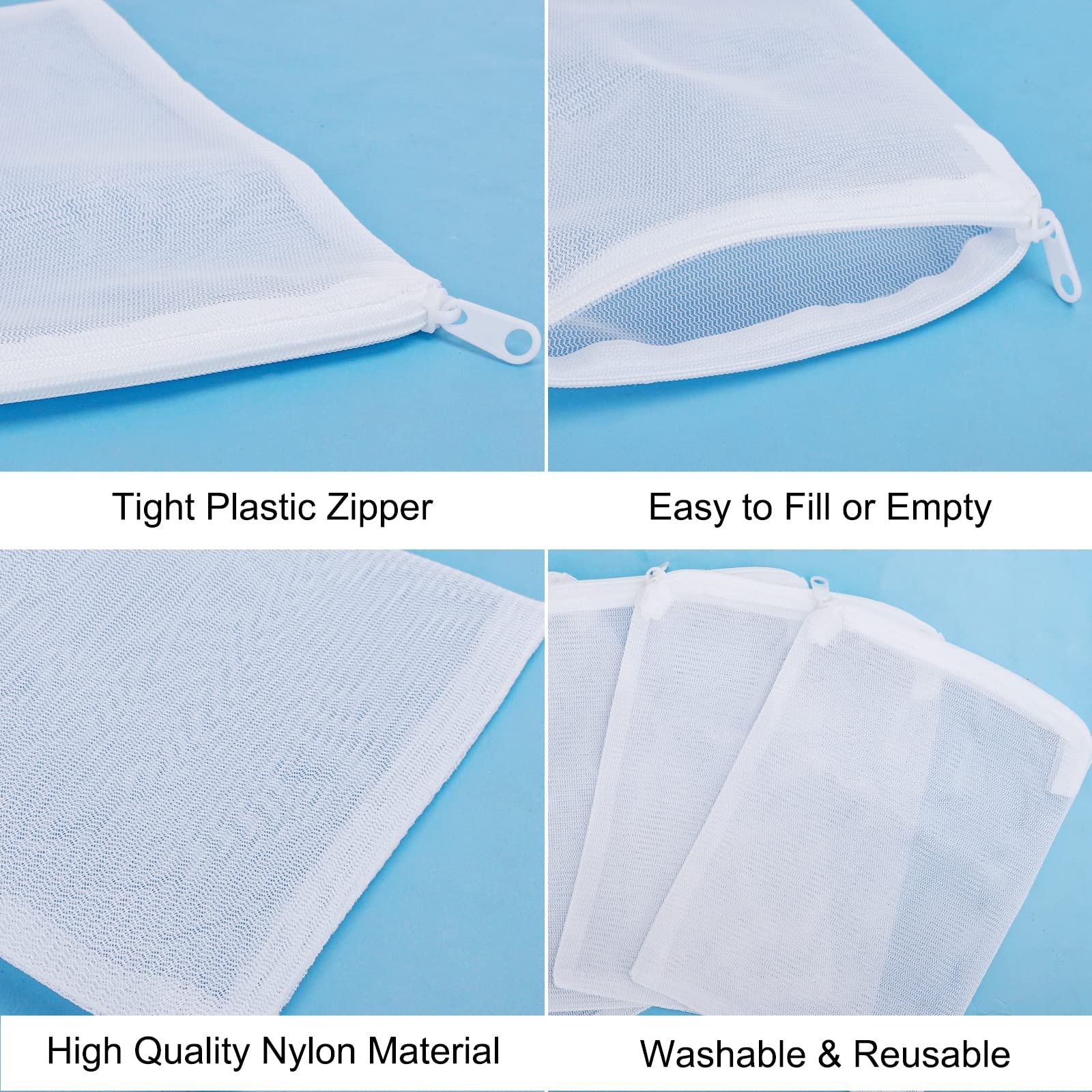 Segarty Filter Media Bags, 10 Pack 0.5Mm Fine Mesh 7.7 X 6 Inch White Reusable Nylon Aquarium Net Bags With Plastic Zipper For A