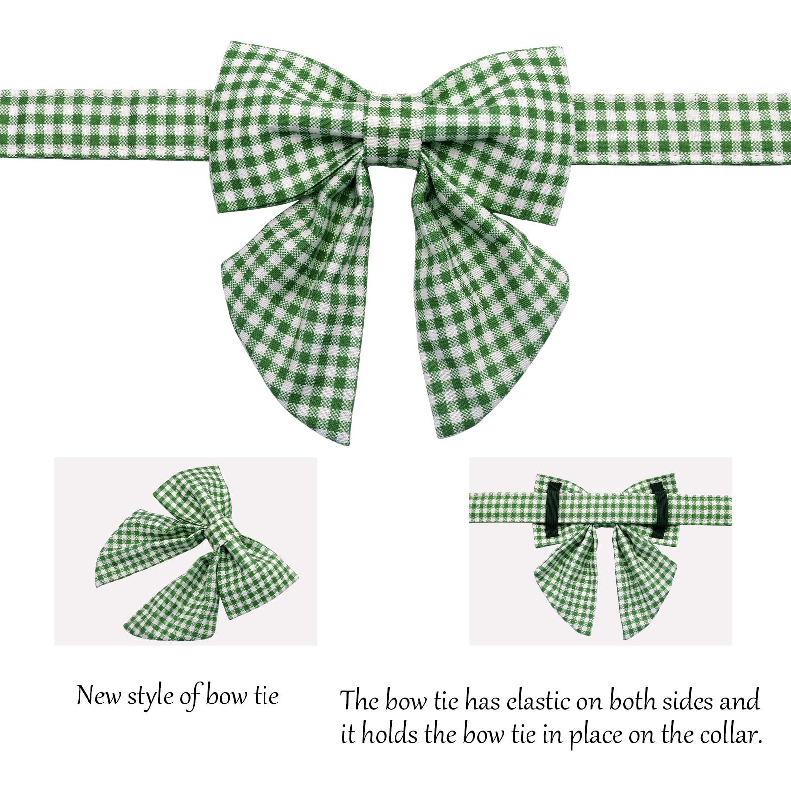 Lionet Paws Dog Collar With Sailor Bow, Durable Adjustable And Comfortable Green Bowtie Collar For Dogs, X-Large, Neck 16-26In