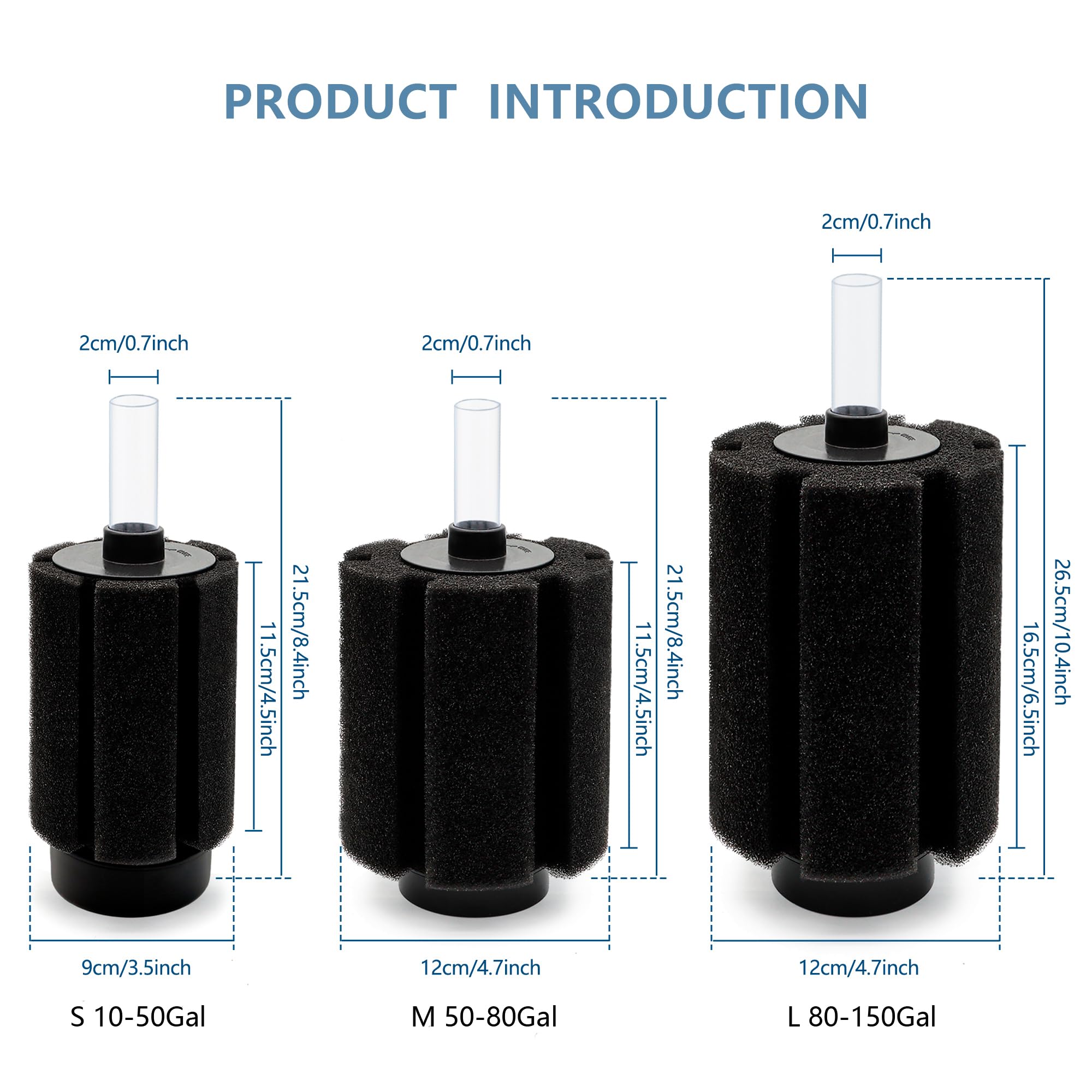 Dvhey Aquarium Large Sponge Filter 80-90 Gal With Air Stone And Bio Ceramic Media, Quiet Sponge Filter For Fry, Betta, Shrimp Aq