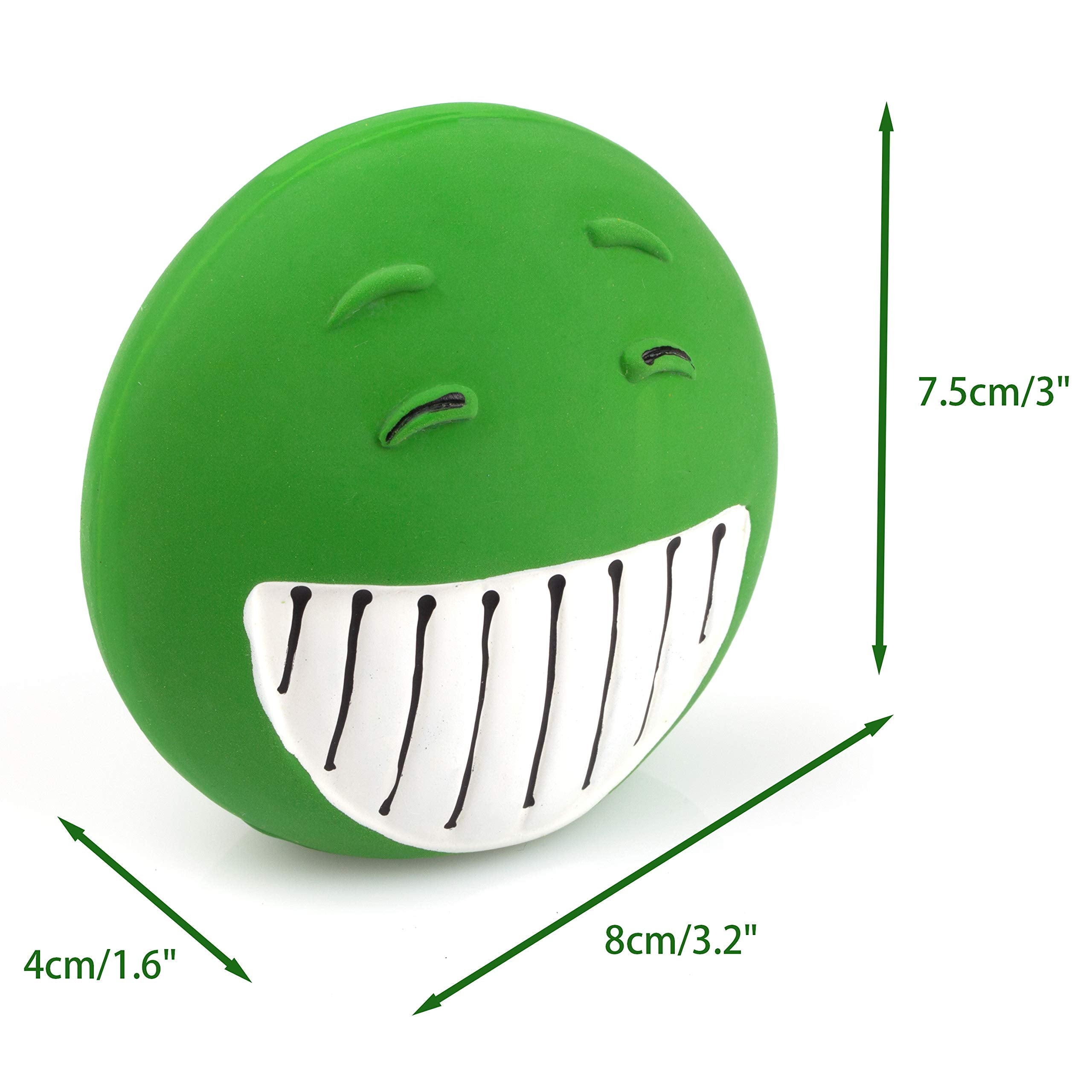 Chiwava 4 Pack 3.2'' Latex Squeaky Dog Toy Smiley Face Balls Interactive Fetch Play For Small Dogs
