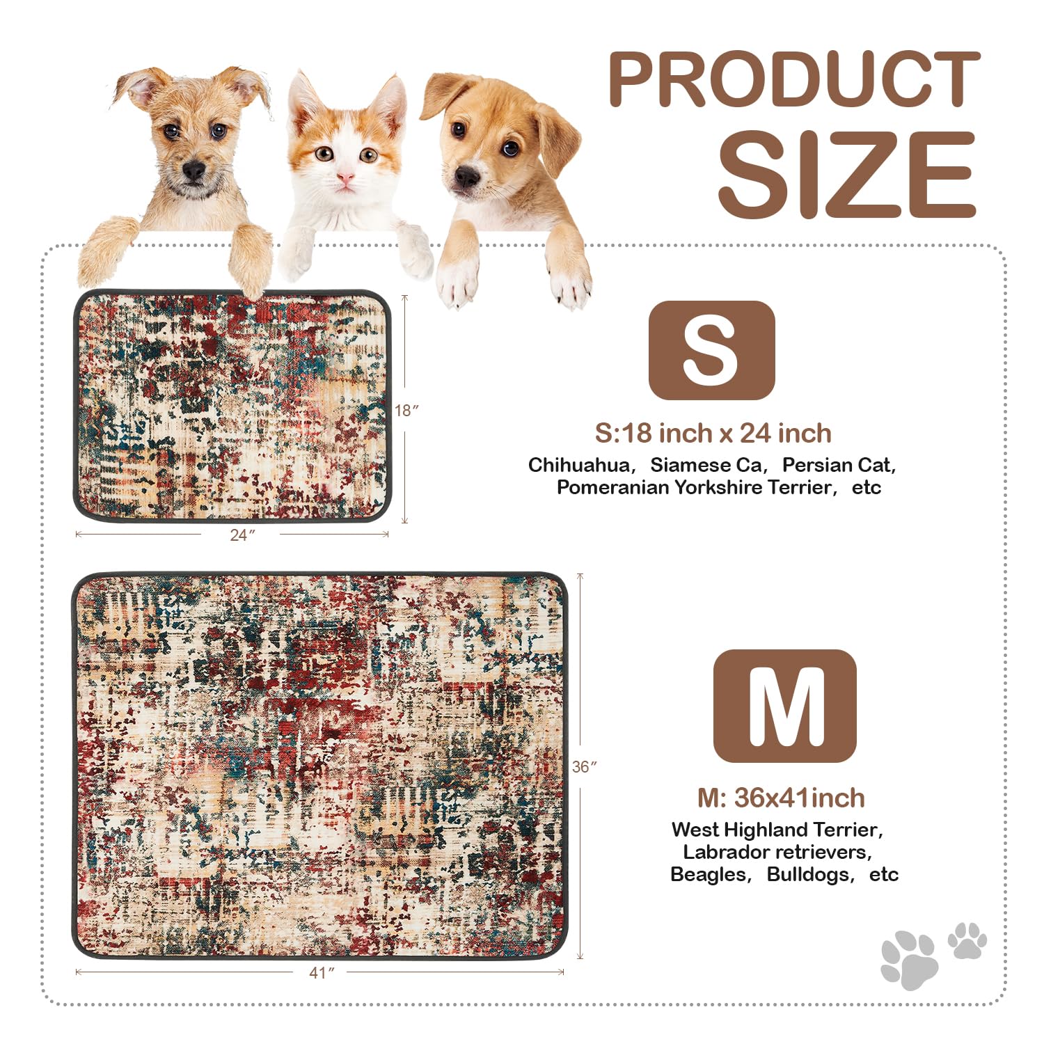 Qeils Washable Pee Pads For Dogs, 2 Pack Reusable 18''X24'' Super Absorbent Leakproof Training Pads, Non-Slip Potty For Floor, C