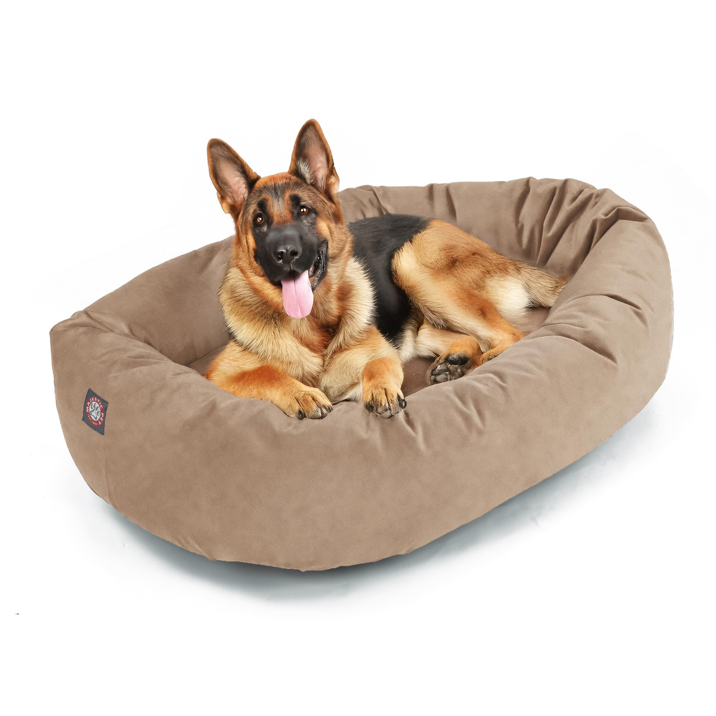 Majestic Pet 52 Inch Suede Calming Dog Bed Washable 52x35x11 (Inch) - Cozy Soft Round Donut Dog Bed with Spine Support for Dogs 