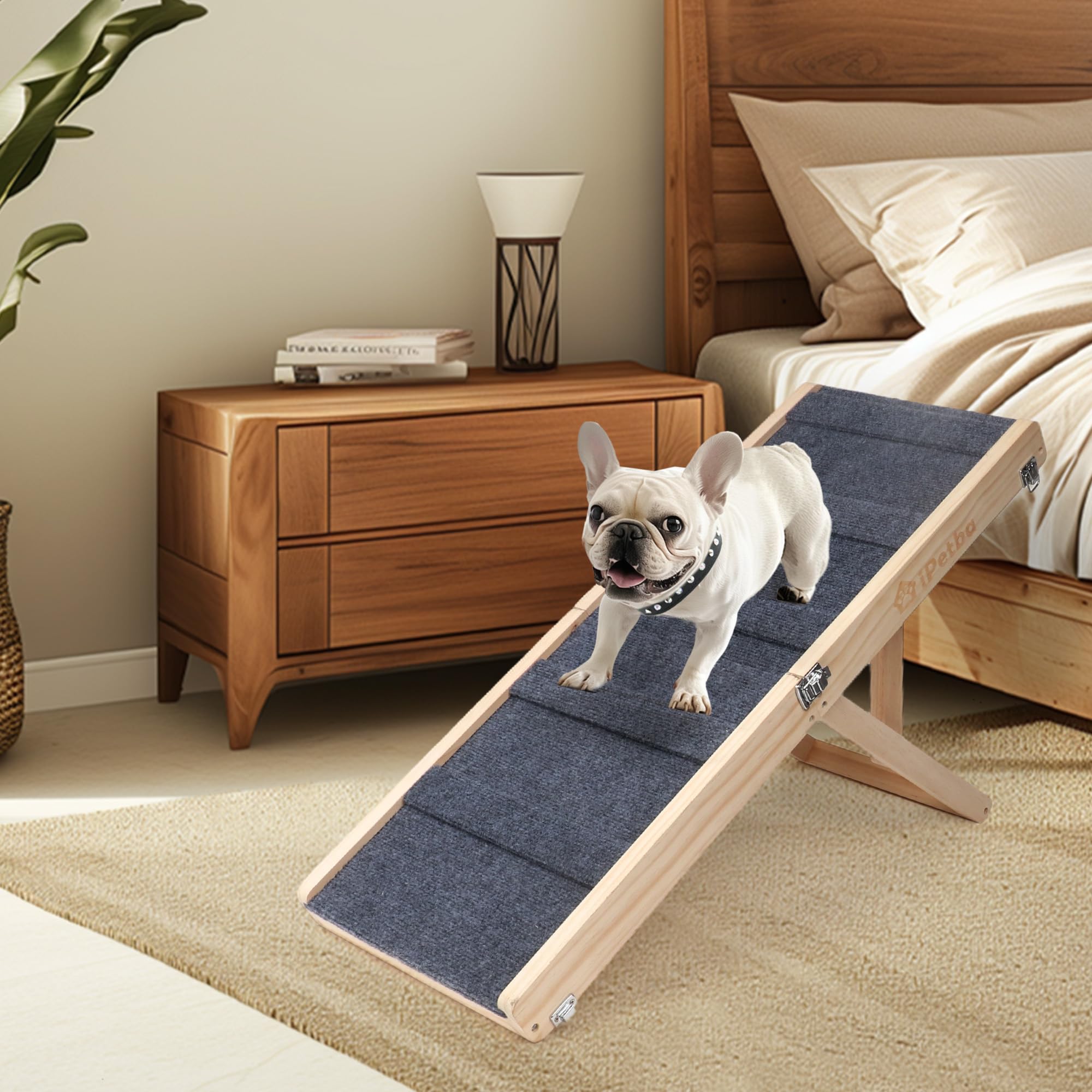 iPetba Small Dog Ramps for Couch Dog Ramp for Bed Foldable Portable Pet Ramp Wooden Doggie Car Ramp Adjustable Height 21   