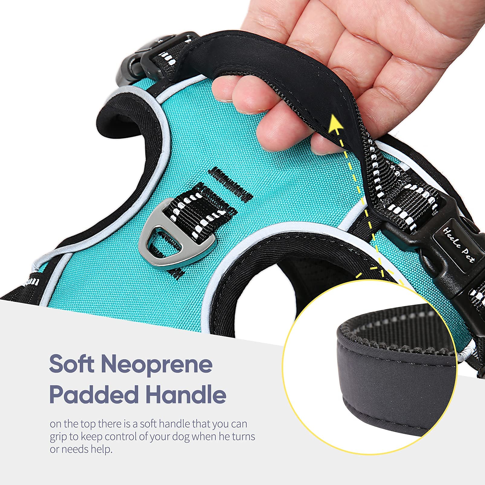 Heele Dog Harness, No Pull Adjustable Padded Reflective Harness For Small Medium Large Dogs With Handle For Walking Training, Tu