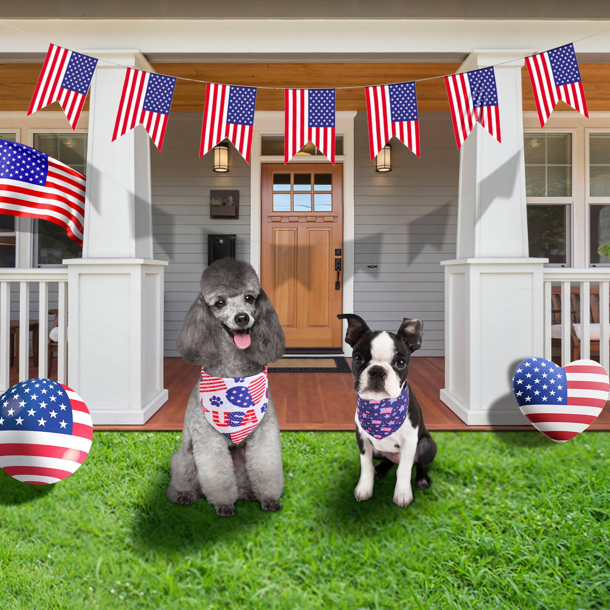 Gofshy 4Th Of July Dog Bandanas Xlarge 2Pcs, American Flag Patriotic Scarf, Independence Holiday Bandana,Premium Durable Triangl