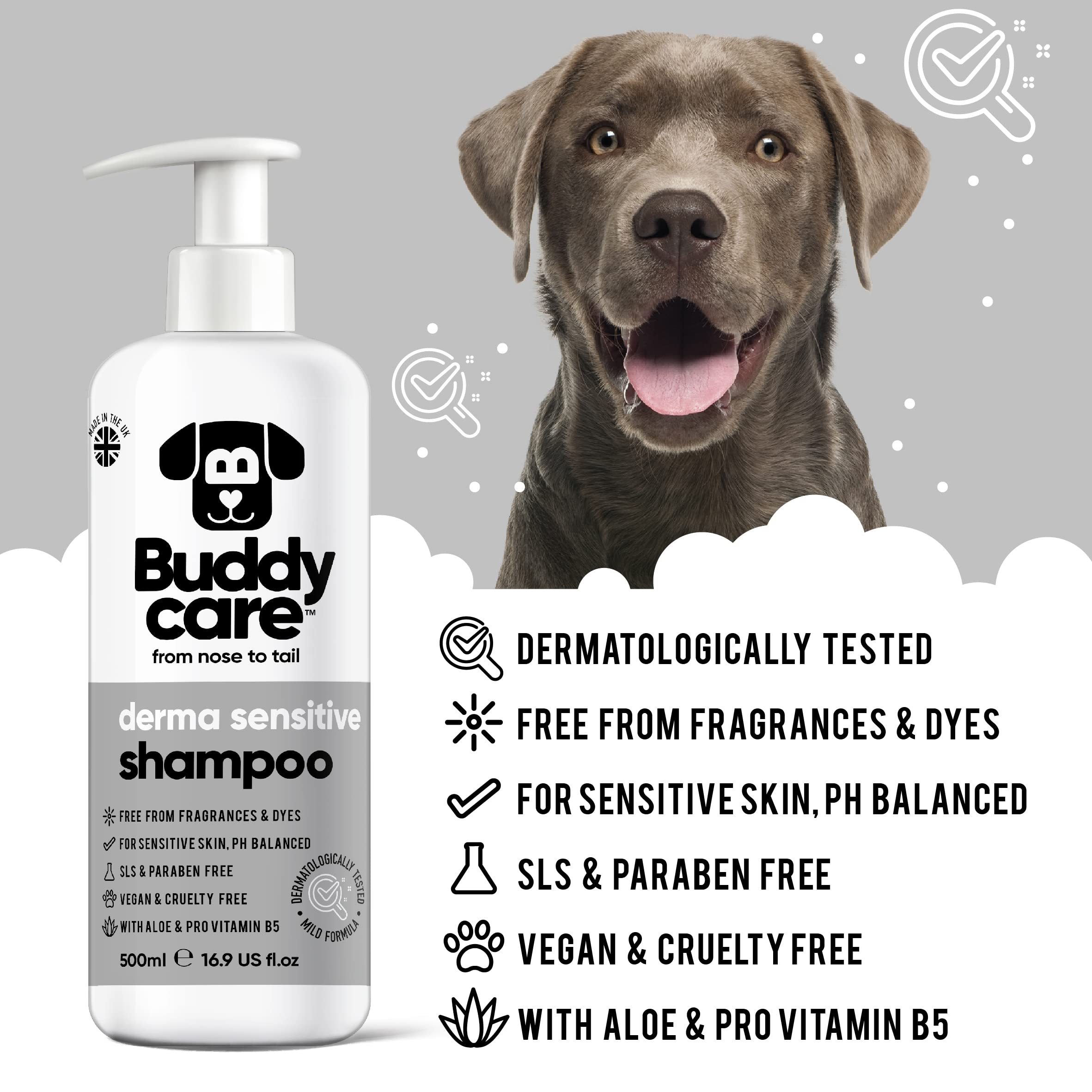 Buddycare Derma Sensitive Dog Shampoo With Aloe Vera And Pro Vitamin B5 (50.72Oz)