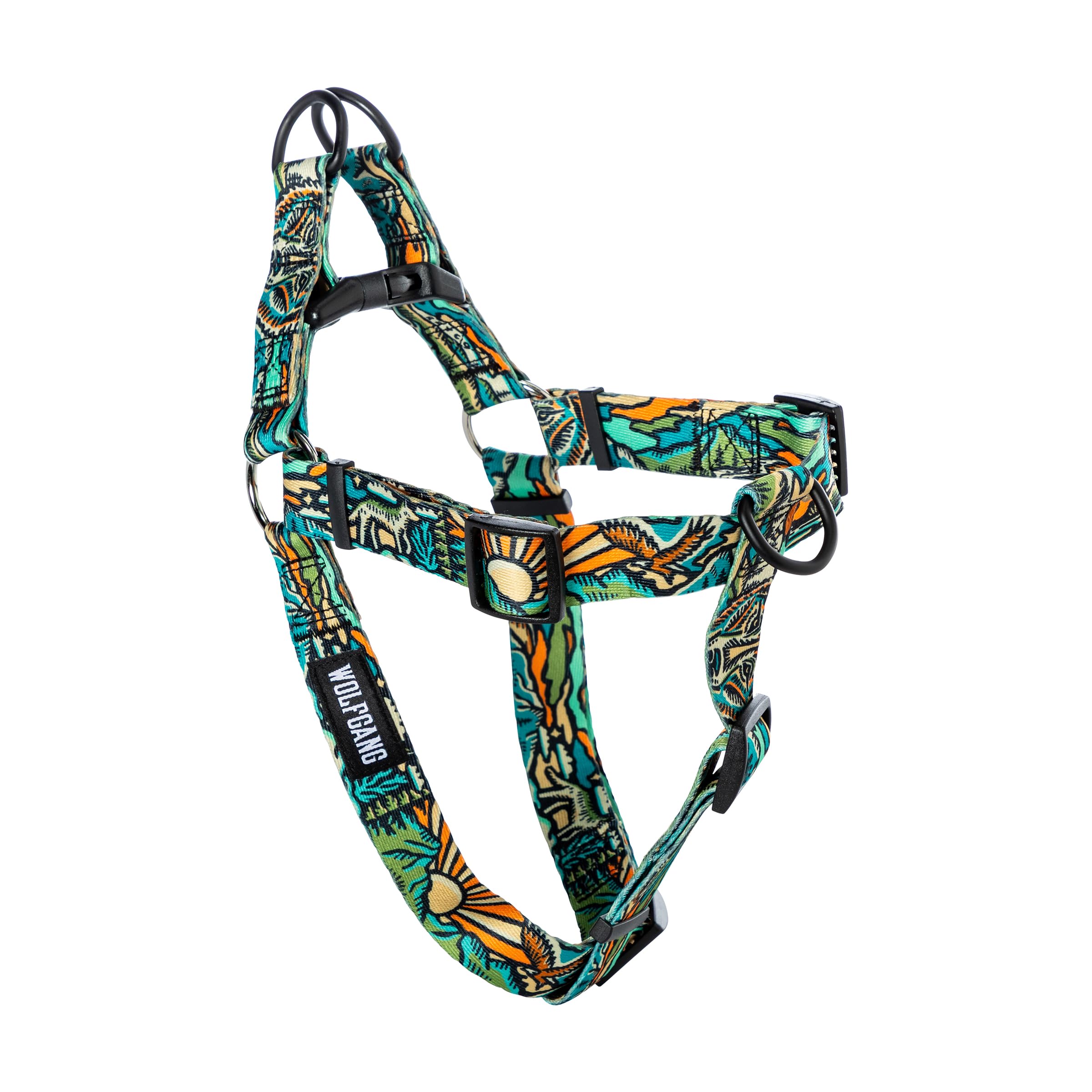 Wolfgang Heavy Duty Adjustable Dog Harness, Pull-Tested for Walking & Training, WildWolf Print, Medium