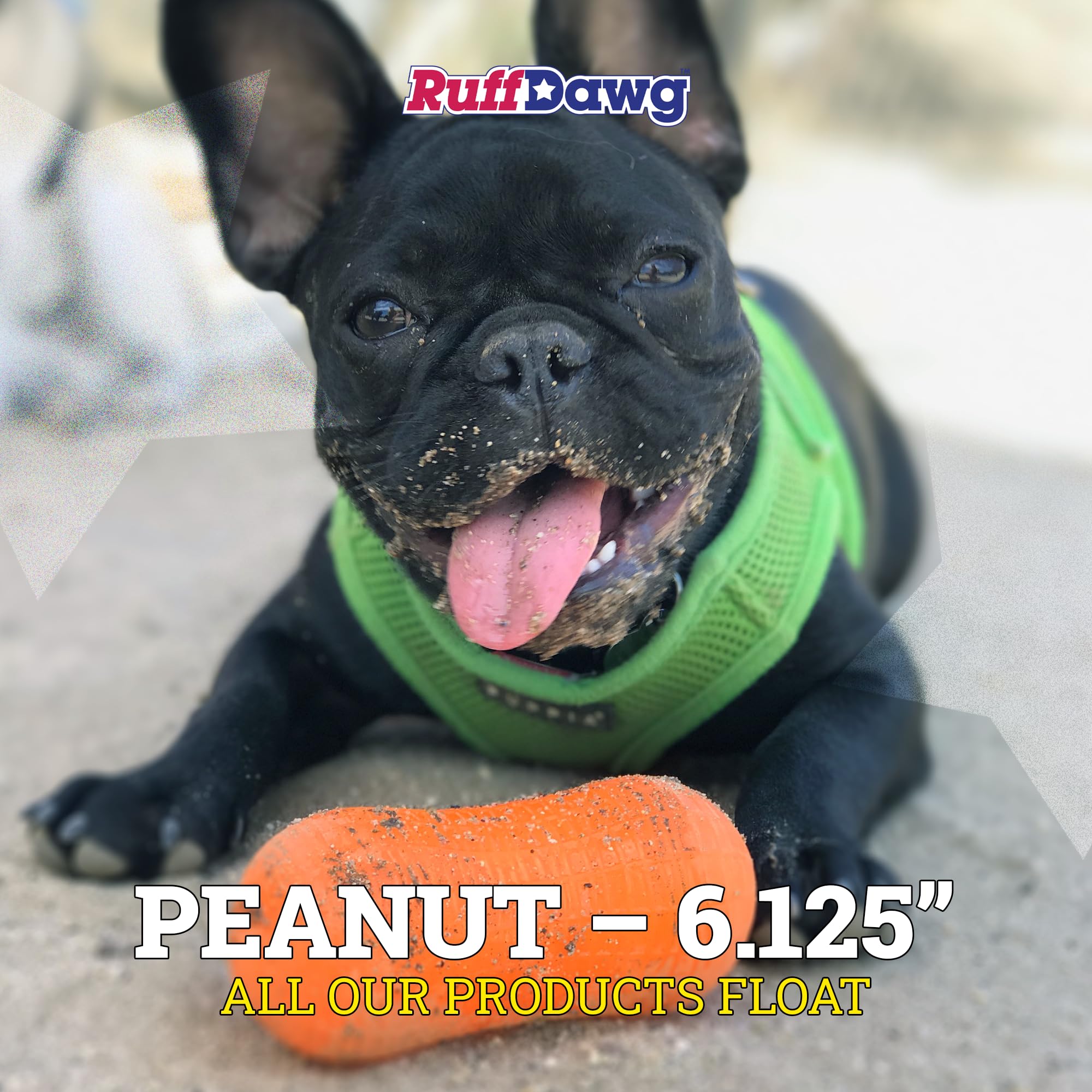 Ruff Dawg Peanut - Floating, Bouncy Fetch Toy for Medium to Large Dogs - Treat-Fillable & Interactive for Outdoor Play, Teething