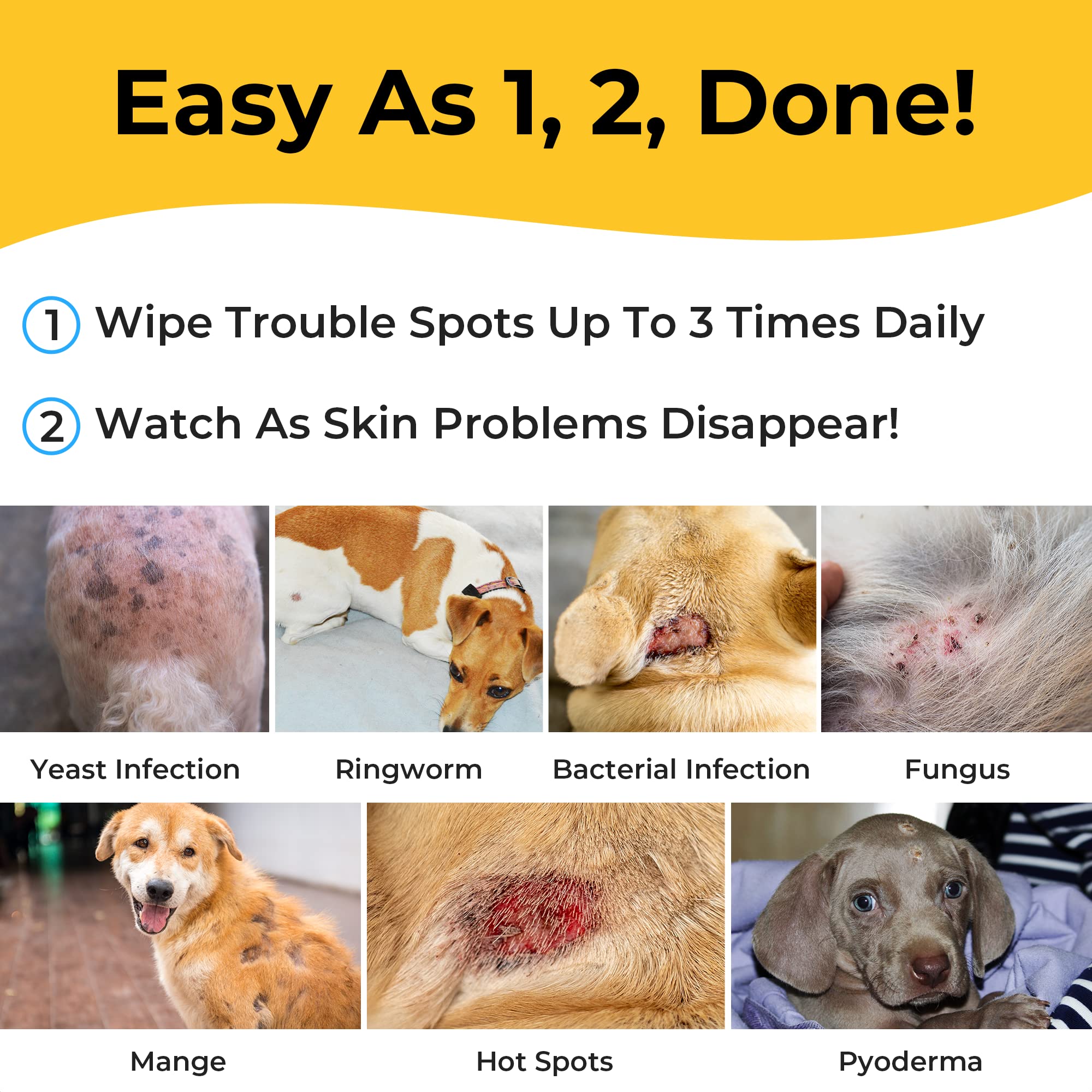Smiling Paws Pets Antibacterial & Antifungal Wipes for Dogs & Cats with Chlorhexidine & Ketoconazole