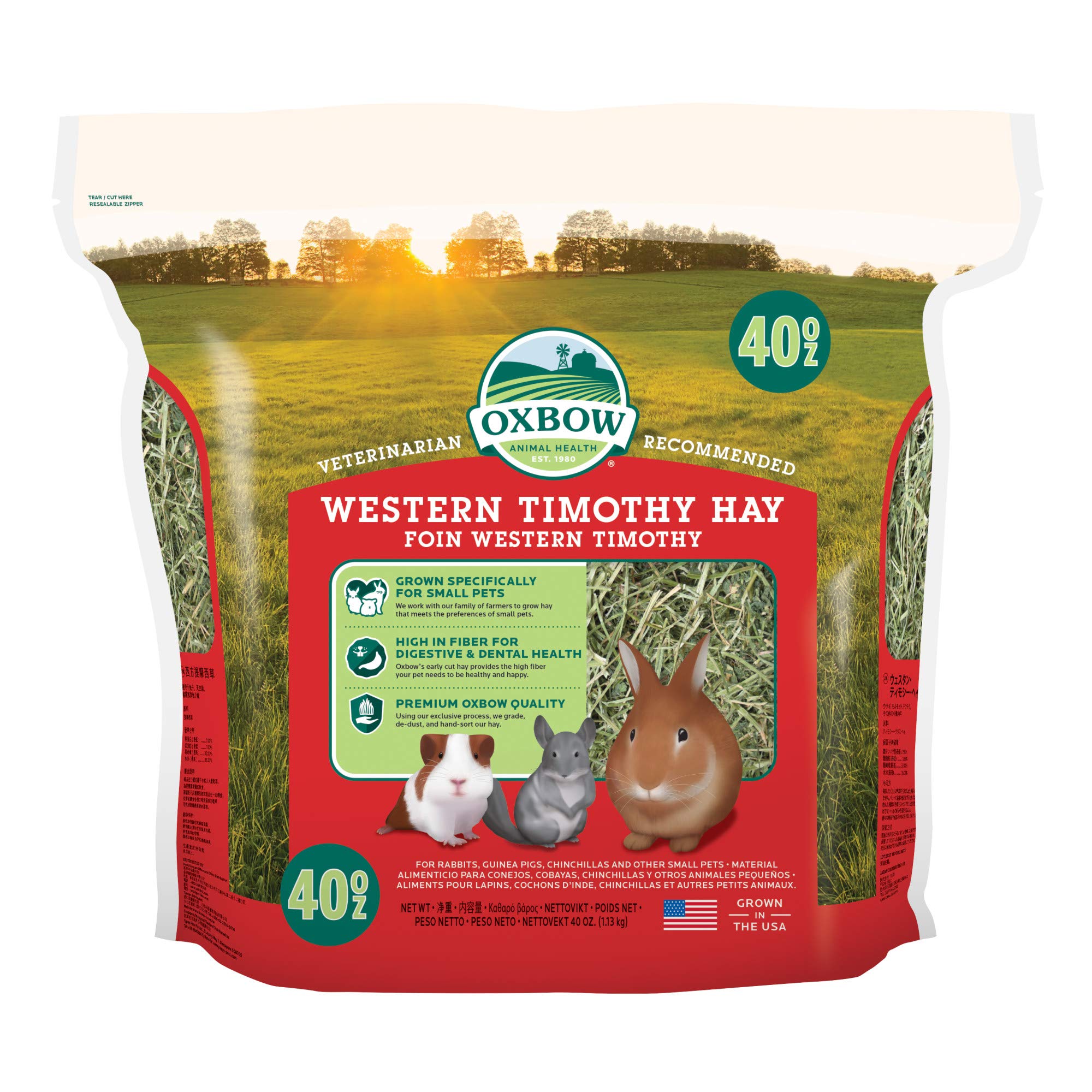 Oxbow Animal Health Western Timothy Hay- Veterinarian Recommended- Hay for Rabbits, Chinchillas, Guinea Pigs & Other Small Pets-