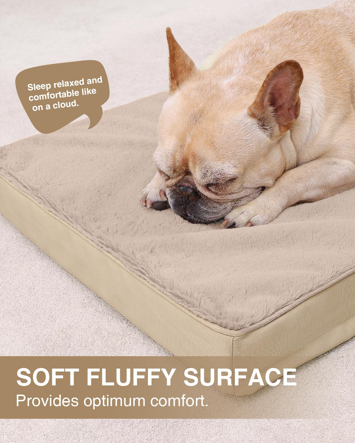 KSIIA Orthopedic Dog Bed Crate Waterproof Pet Mats for Extra Large Dogs Deluxe Plush Washable Pet Bed with Egg Crate Foam & Remo