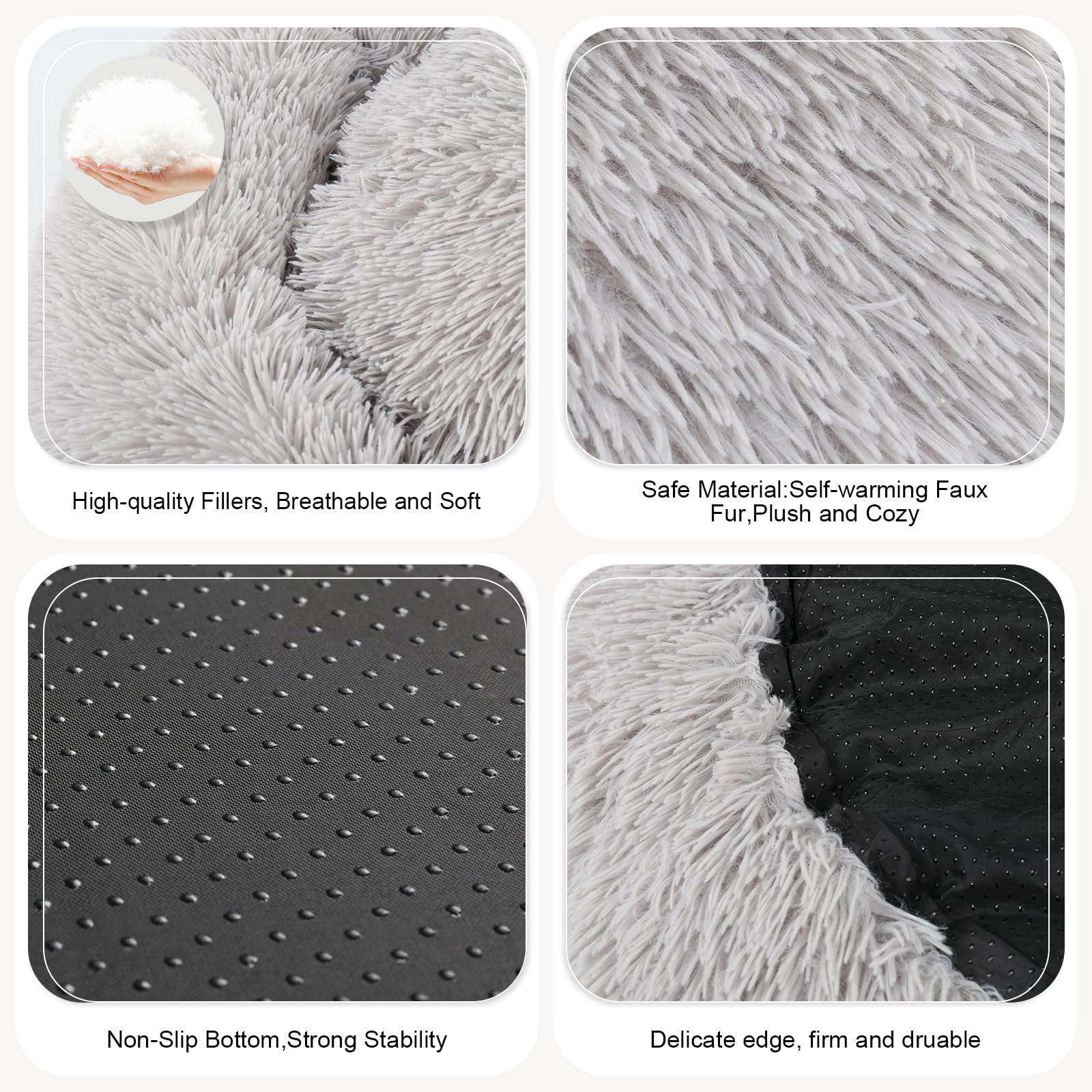 Dog Bed, Cat Calming Bed, Faux Fur Pillow Pet Donut Cuddler Round Plush Bed For Large Medium Small Dogs And Cats