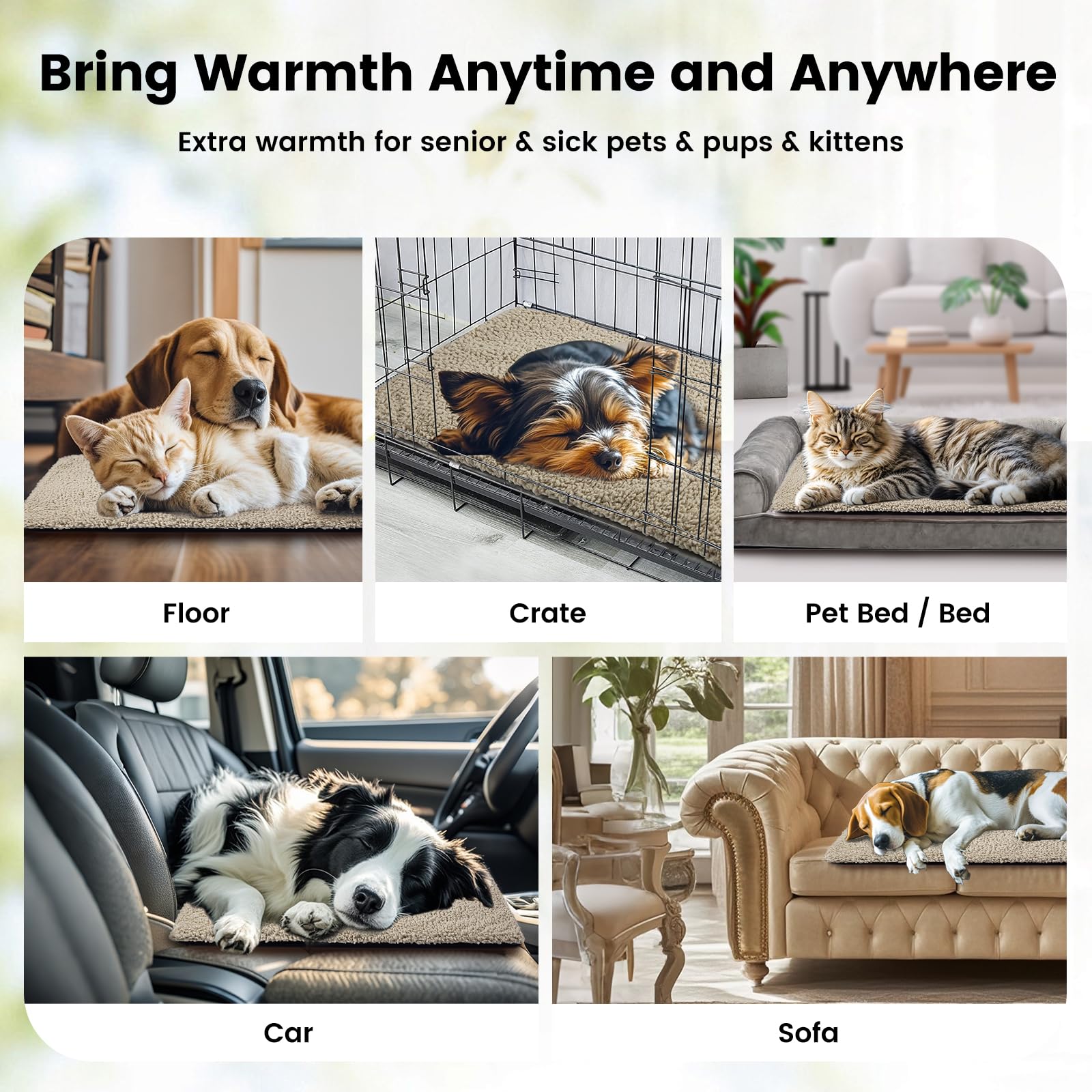 Miguel Cat Bed Self Warming Dog Bed Cat Self Heating Mat For Dog Heating Pad For Dogs House 42X 28 Inch Thermal Dog Crate Pad, I