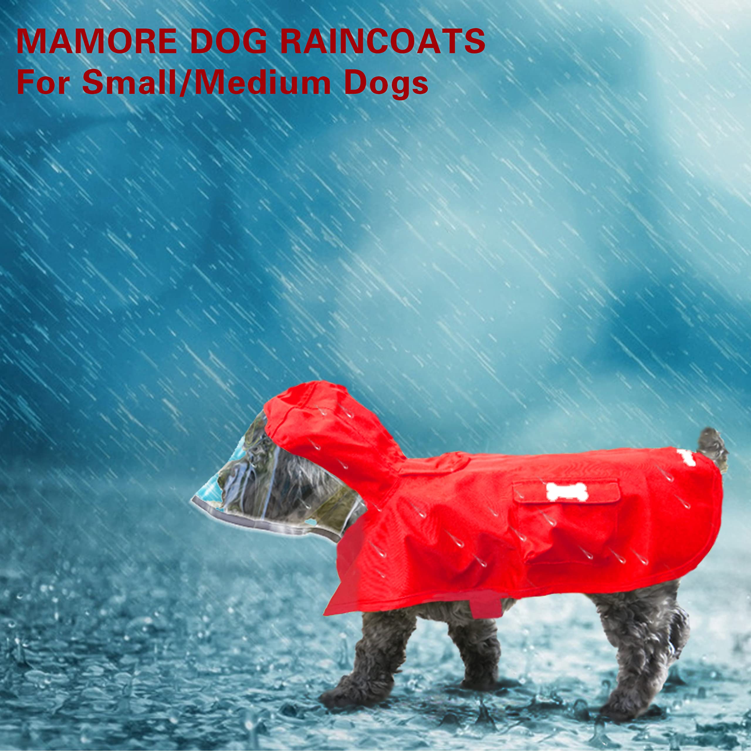 Dog Waterproof Raincoat With Poncho Hoodie, High Reflective Adjustable Yellow Pet Rain Jacket With Leash Hole For Small Medium And Large Dogs (Red, X-Large)