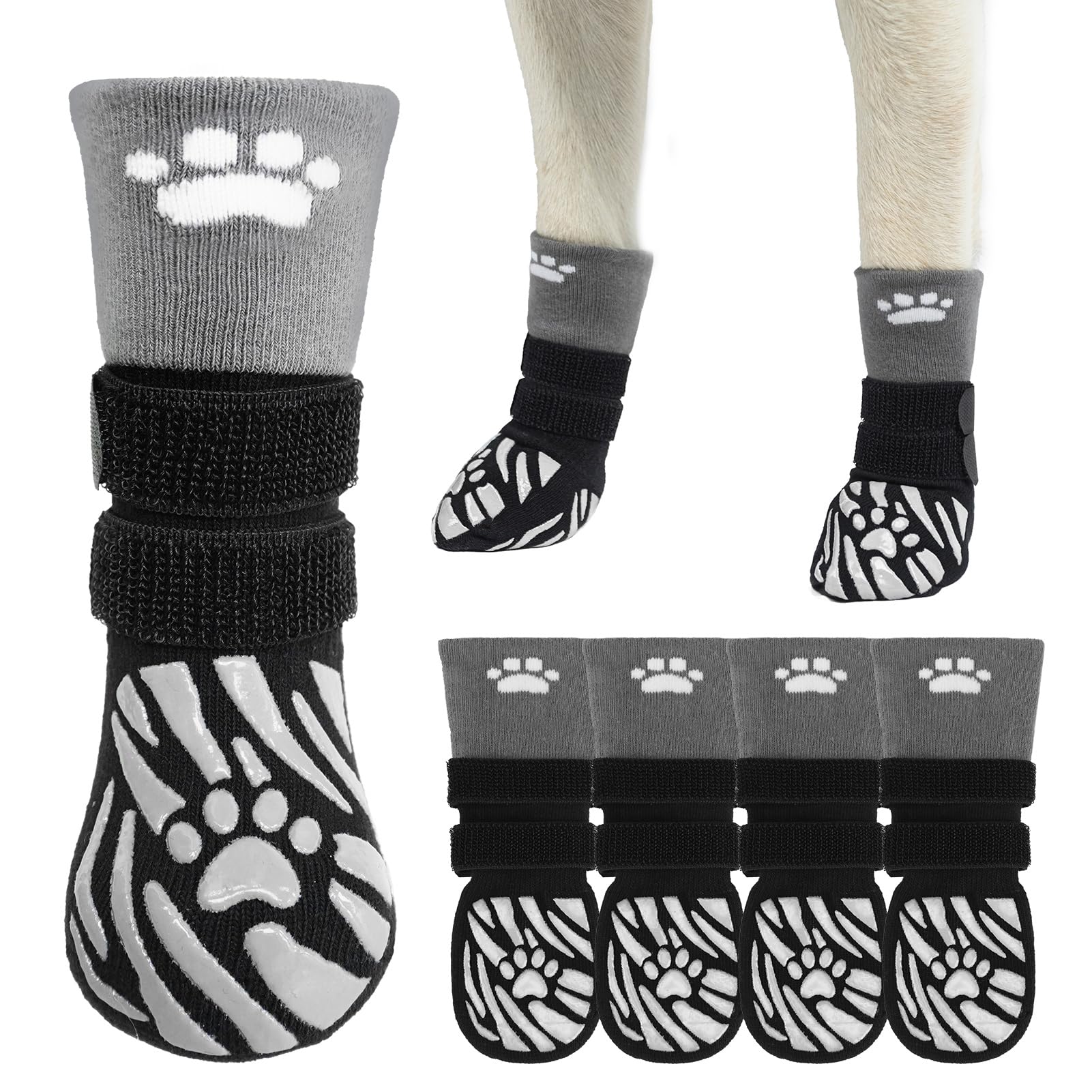 Scenereal Dog Socks To Prevent Licking Paws For Hot/Cold Pavement, Dog Boots & Paw Protectors For Small Medium Large Dogs, Senio