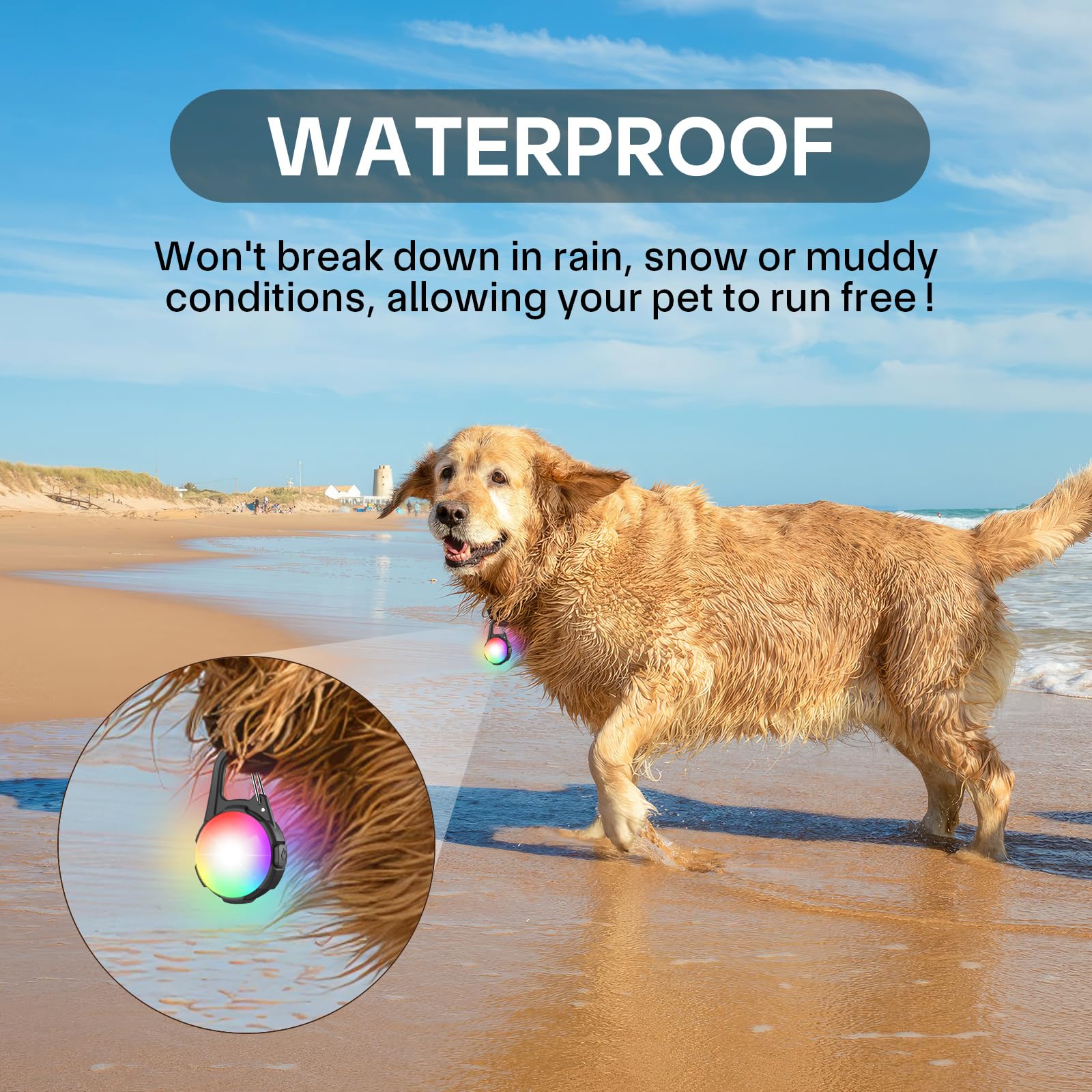 Dog Lights for Night Walking, 2 Packs LED Collar Light, 4 Modes Light for Walking at Night, Waterproof Dogs Walk Lights, Recharg