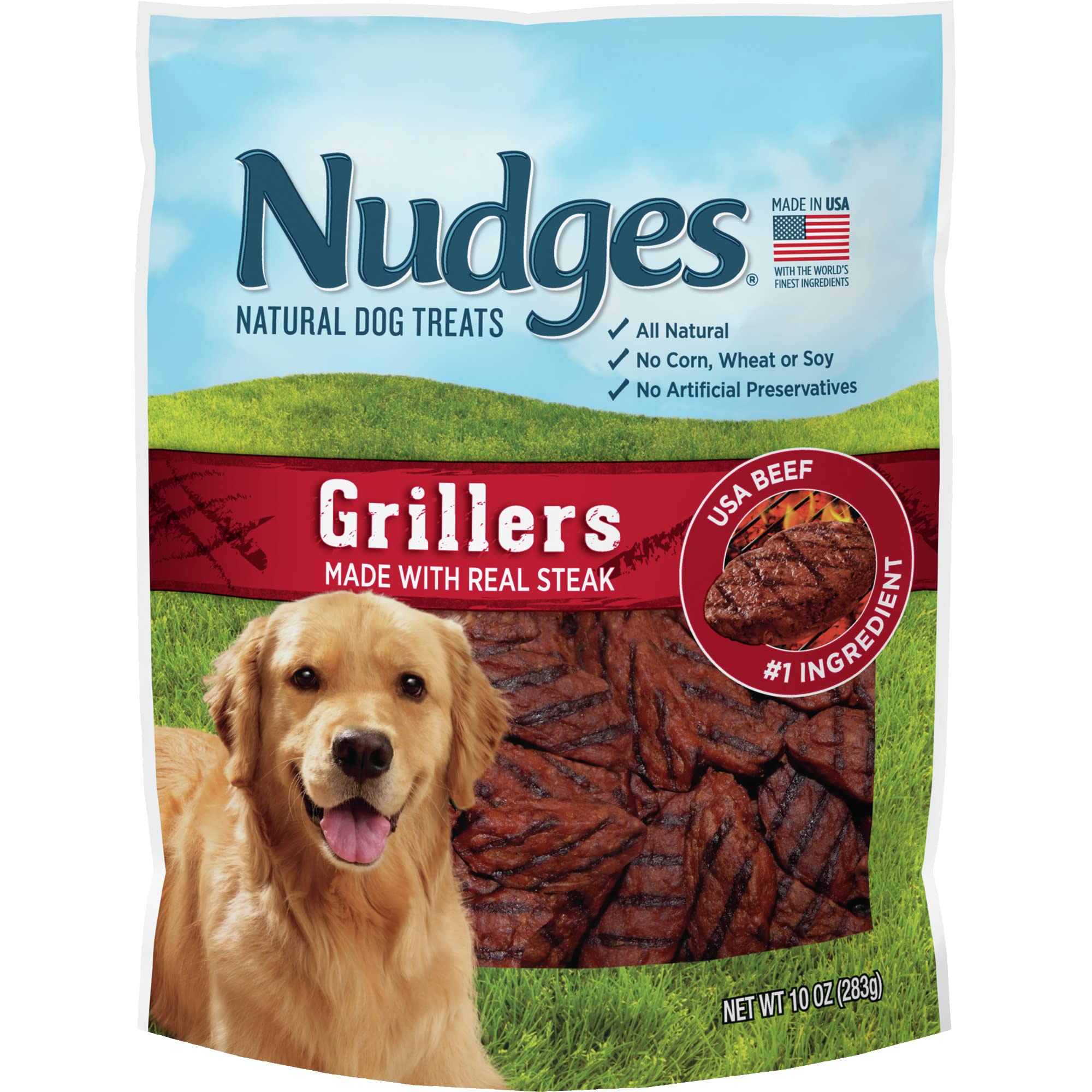 Blue Buffalo Nudges Grillers Natural Dog Treats, Steak, 10oz Bag