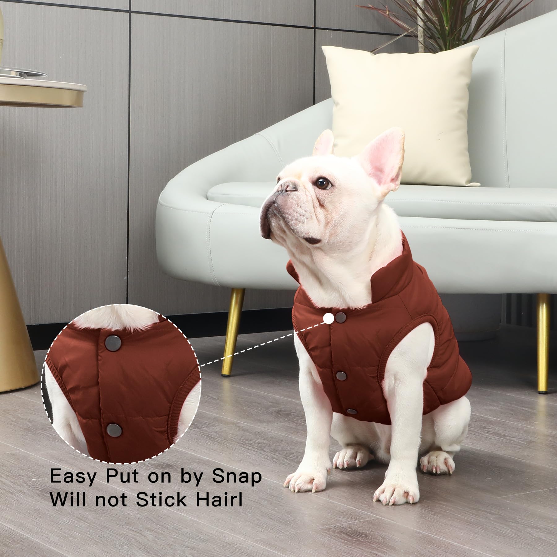 Joydaog 2 Layers Fleece Lined Warm Dog Jacket For Winter Cold Weather,Soft Windproof Large Dog Coat,Brown Xxxl