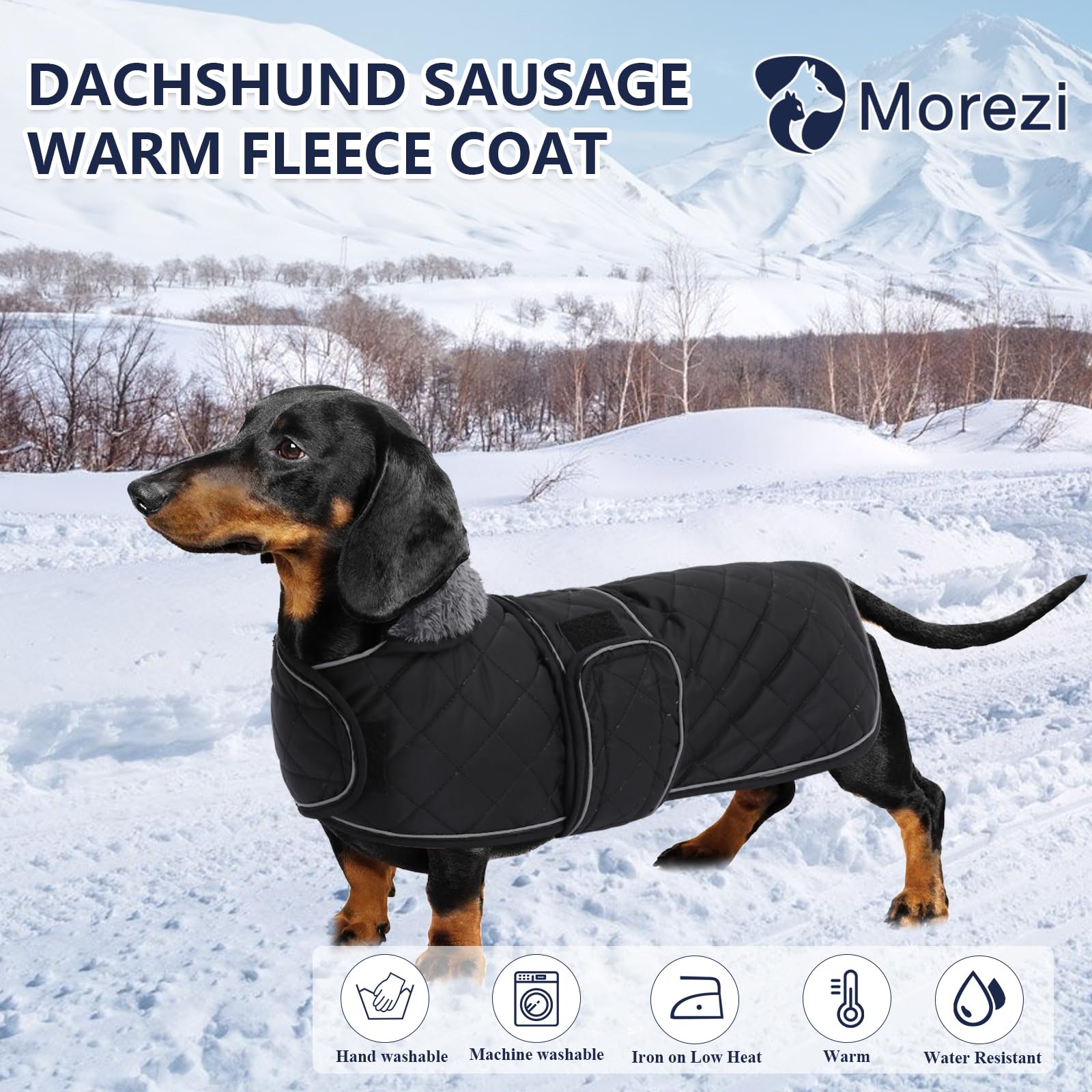 Morezi Dachshund Coats, Dachshund Coat, Coat For Dachshund, Dog Winter Coat With Padded Fleece Lining, Outdoor Dog Apparel With Adjustable Bands - Navy - Xs