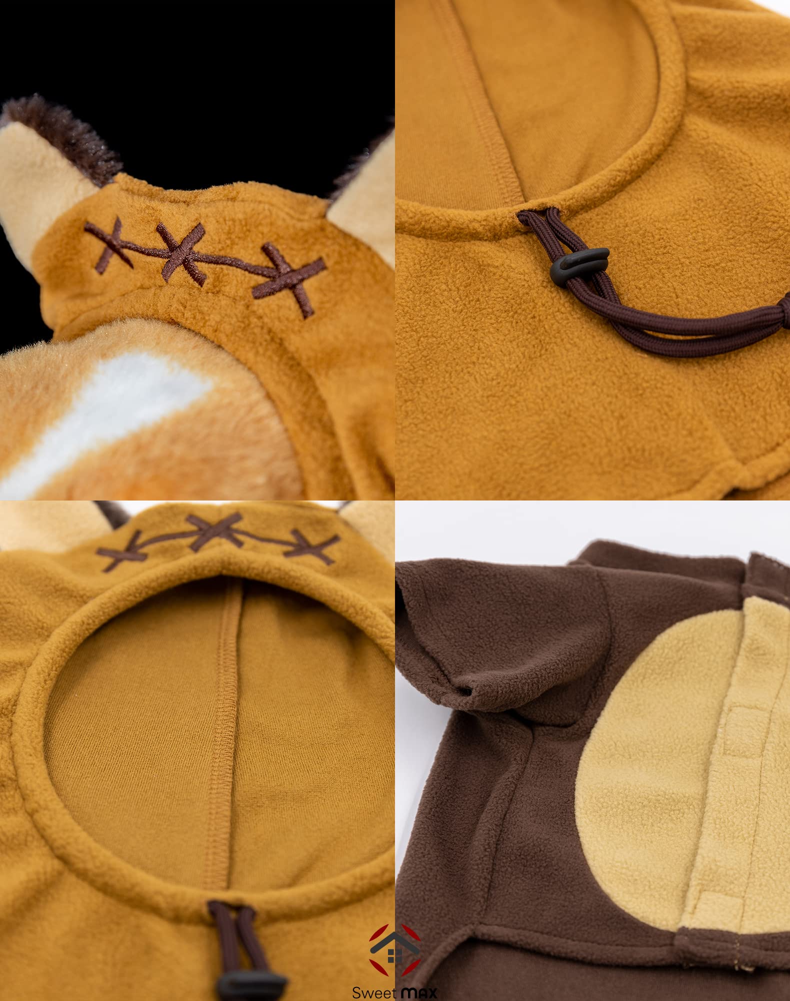 Bear Pet Costume Ears Hat Sweater Furry Clothes Cute Halloween Cosplay Costumes For Small Medium Large Dogs Cats (Medium)