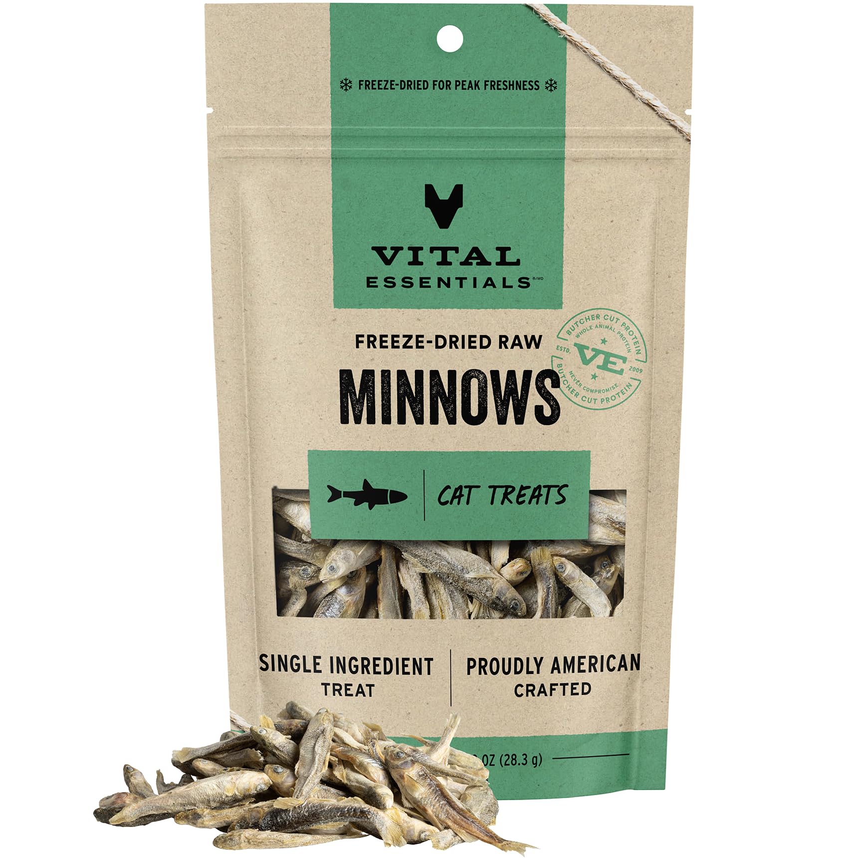 Vital Essentials Minnows Cat Treats, 1 oz | Freeze-Dried Raw | Single Ingredient | Grain Free, Gluten Free, Filler Free