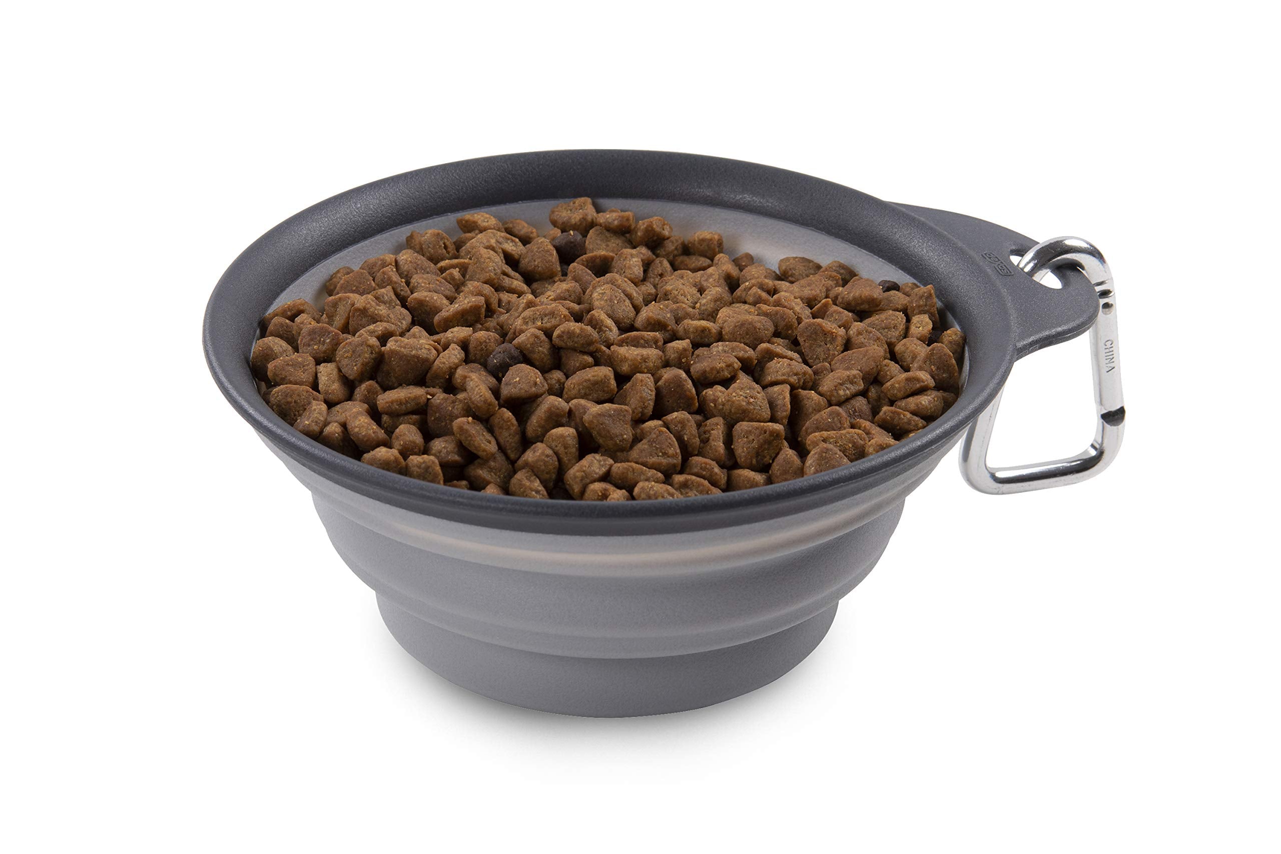 Dexas Pets Collapsible Travel Cup, Large/2 Cup Capacity, Light Gray