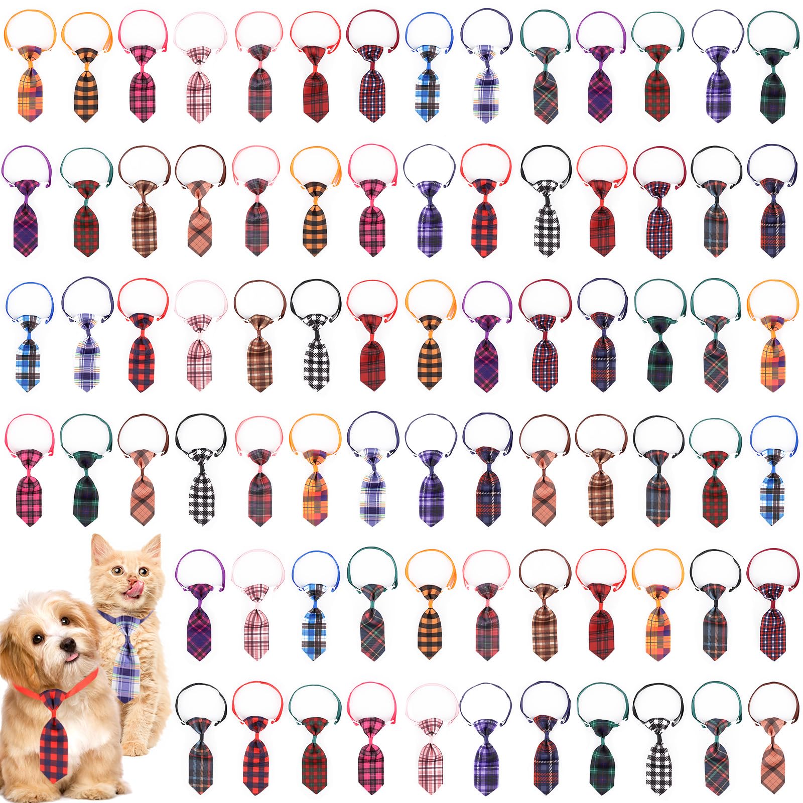 Segarty Small Dog Ties, 80 Pcs Adjustable Assorted Pattern Pet Bow Ties For Small Dogs Bows Cats Grooming Bowties Puppy Neckties