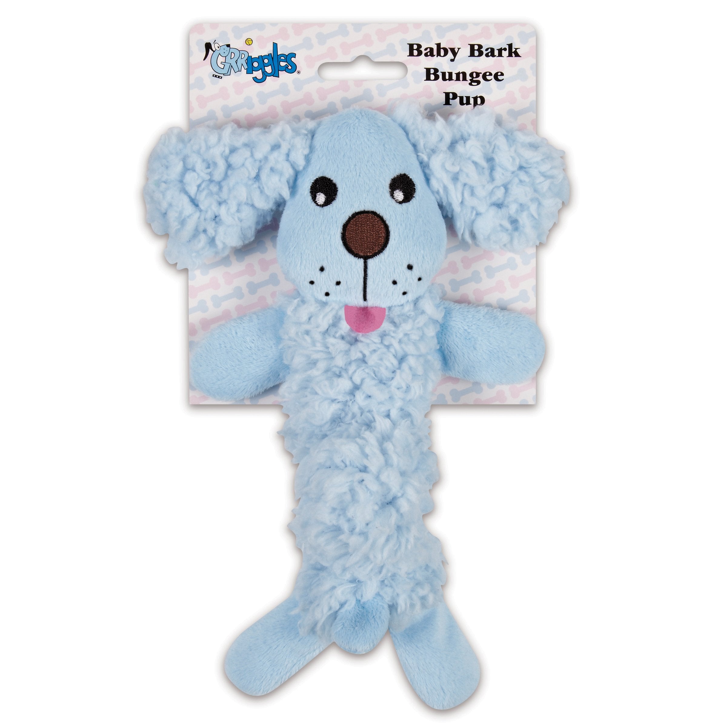 Grriggles Baby Bark Bungee Pup Toy, Blue Small