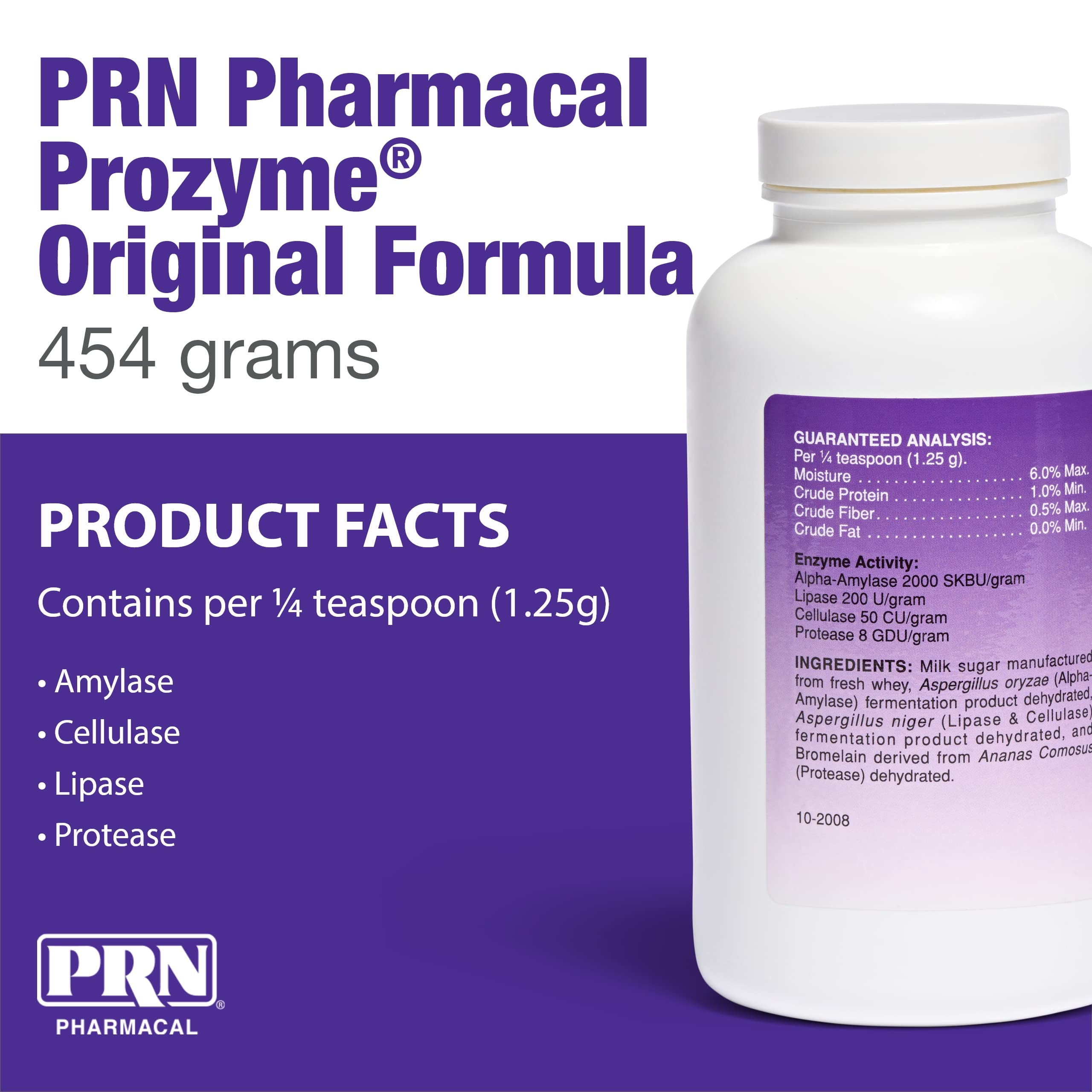 PRN Pharmacal ProZyme Original Formula Enzyme Replacement Supplement - Reinforces Animals Digestive System, Supports Dog & Cat